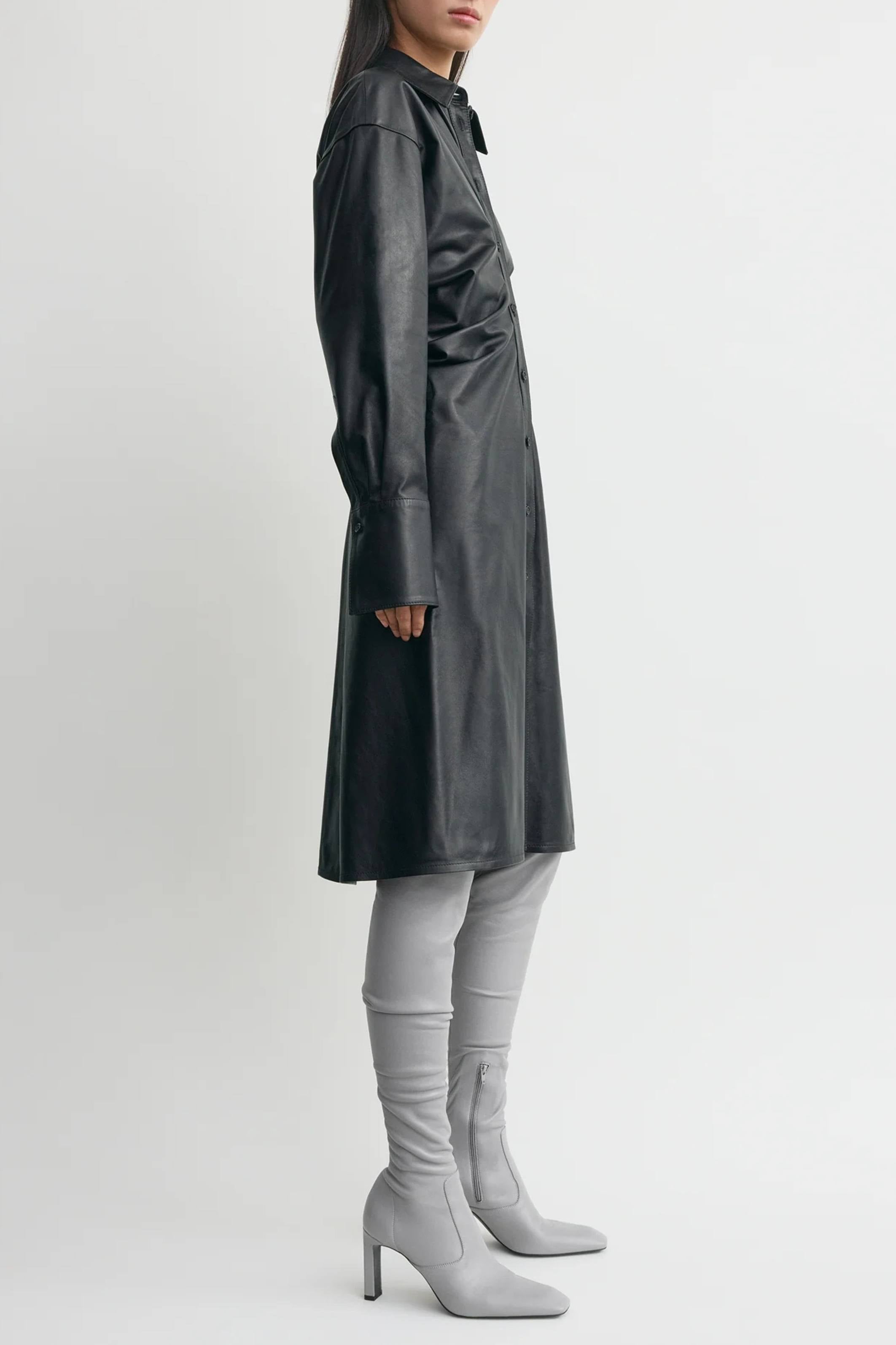 Leather slouch shirtdress