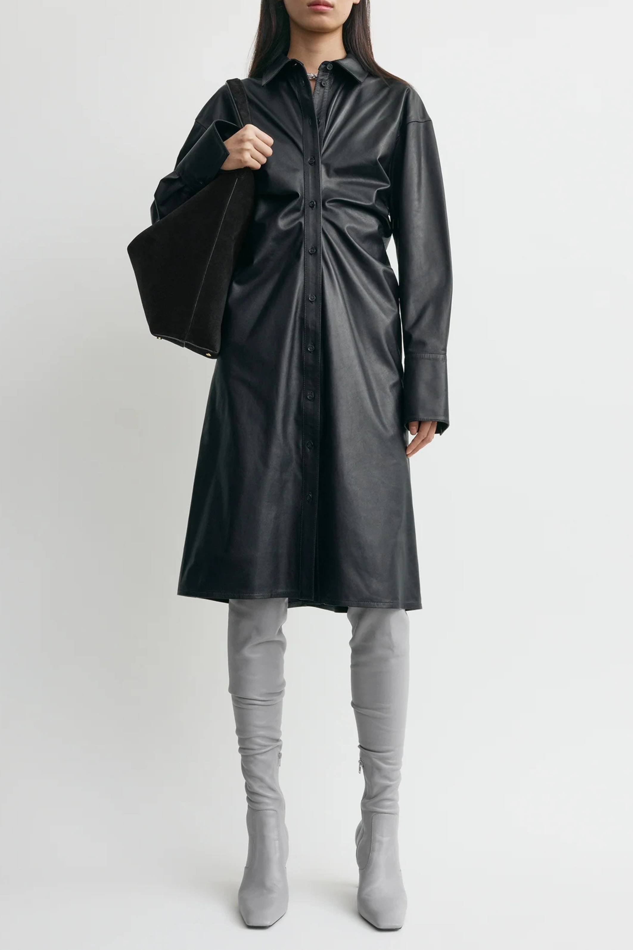 Leather slouch shirtdress