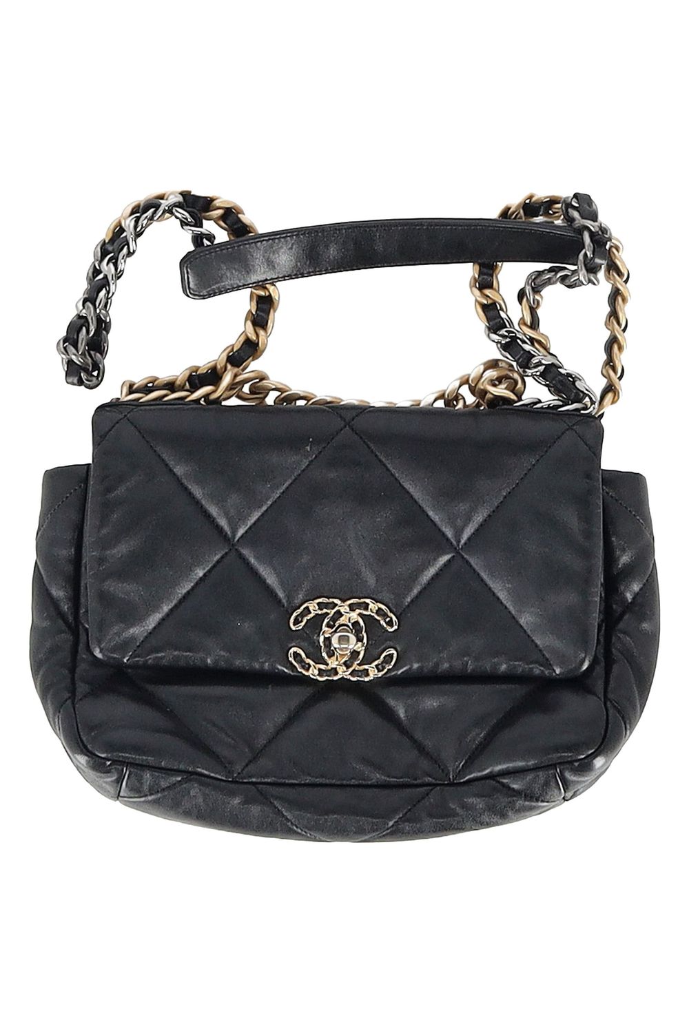 Chanel Quilted Chanel 19 Large Flap Bag in Black Leather