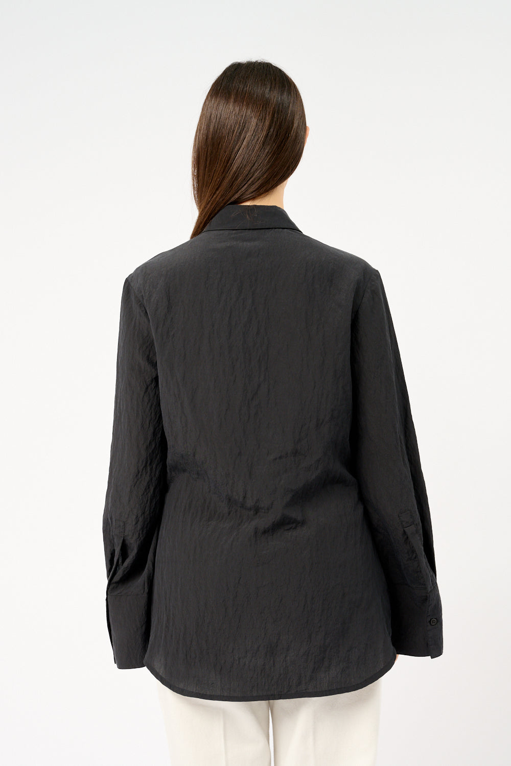 Geknotetes Seidenhemd Schwarz