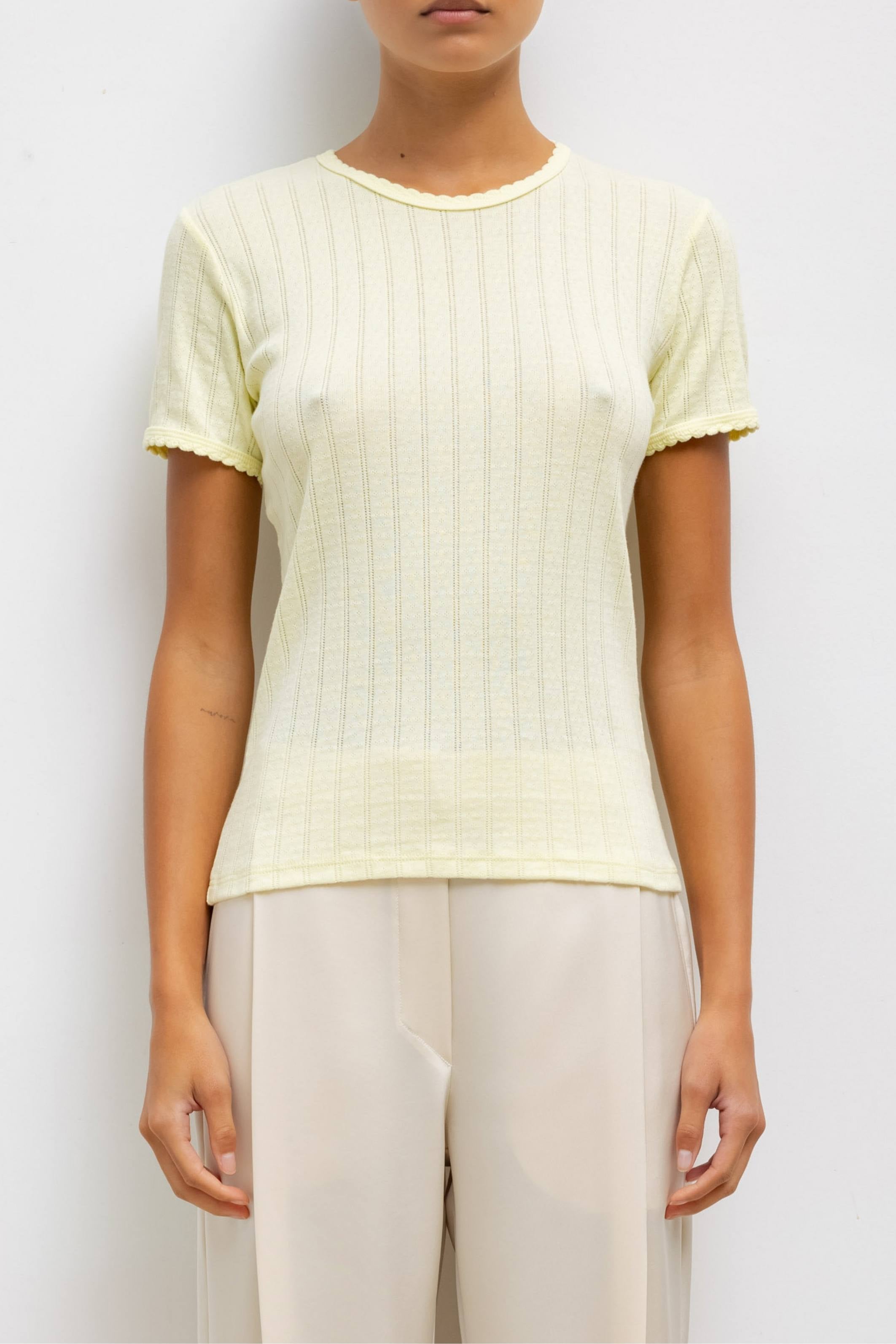 Canary Pointelle slim fit Tee - Bessette
