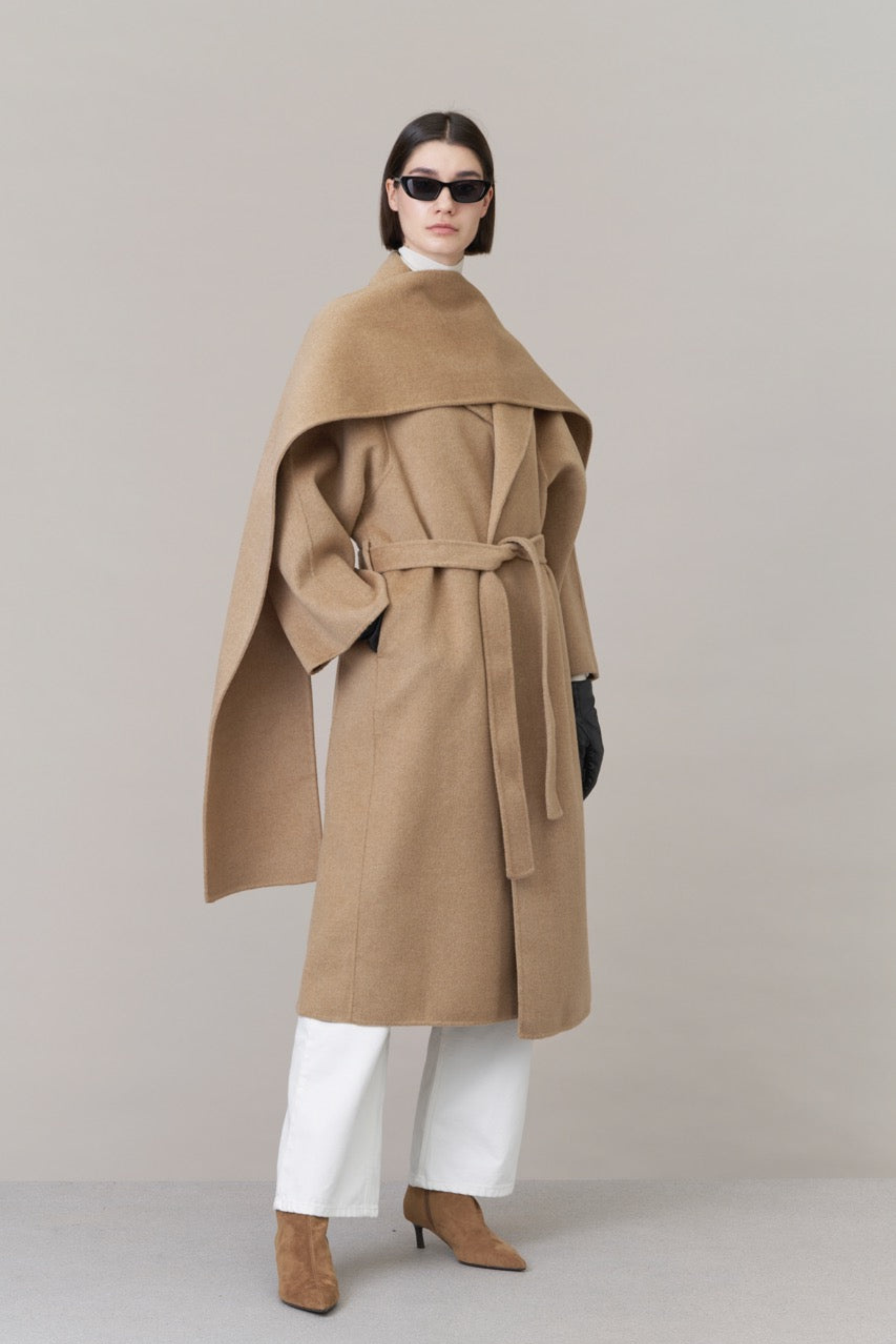 Maia Wool Coat With Scarf Camel - Bessette