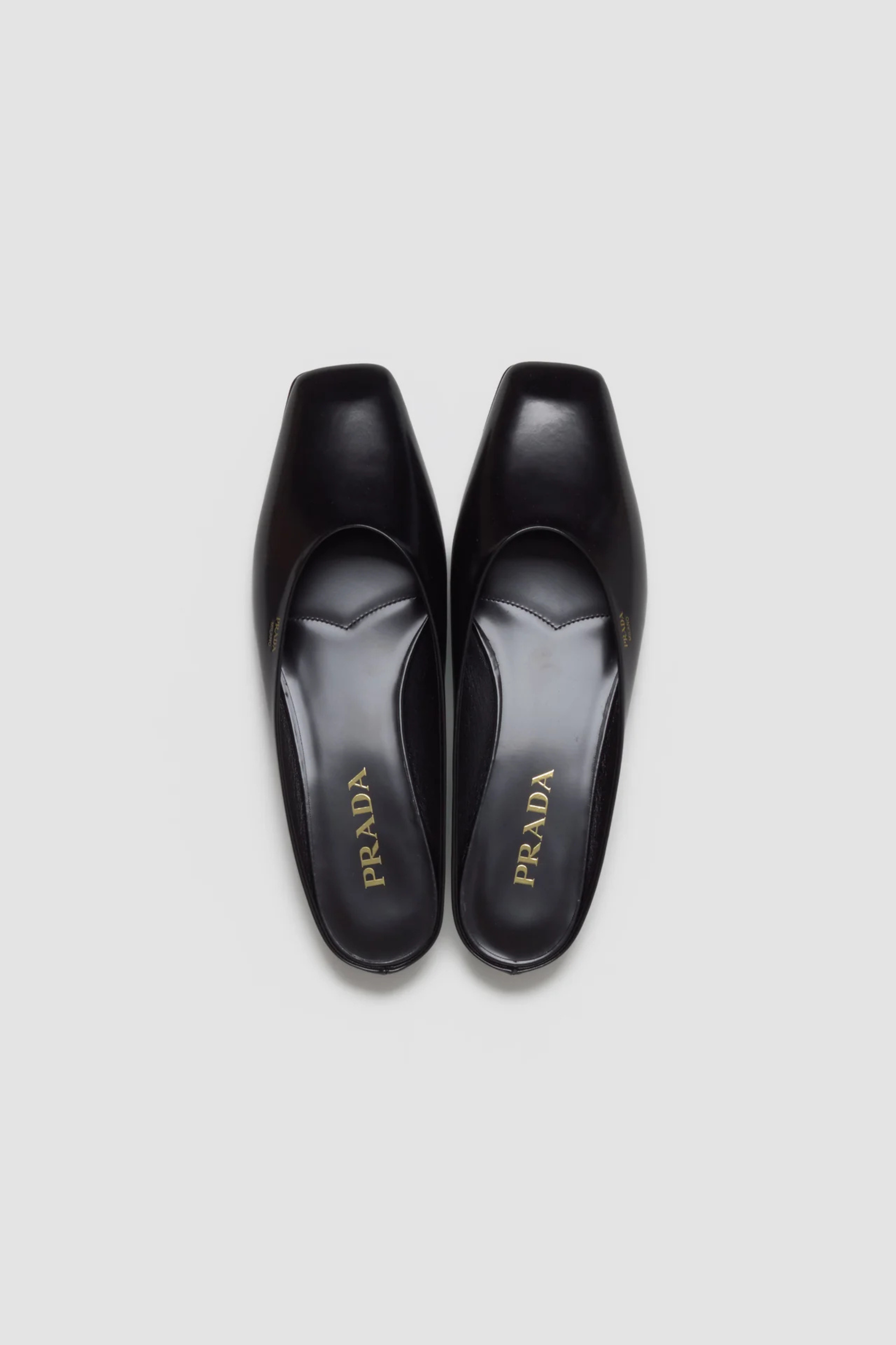 Black Leather Mule-Prada-Bessette