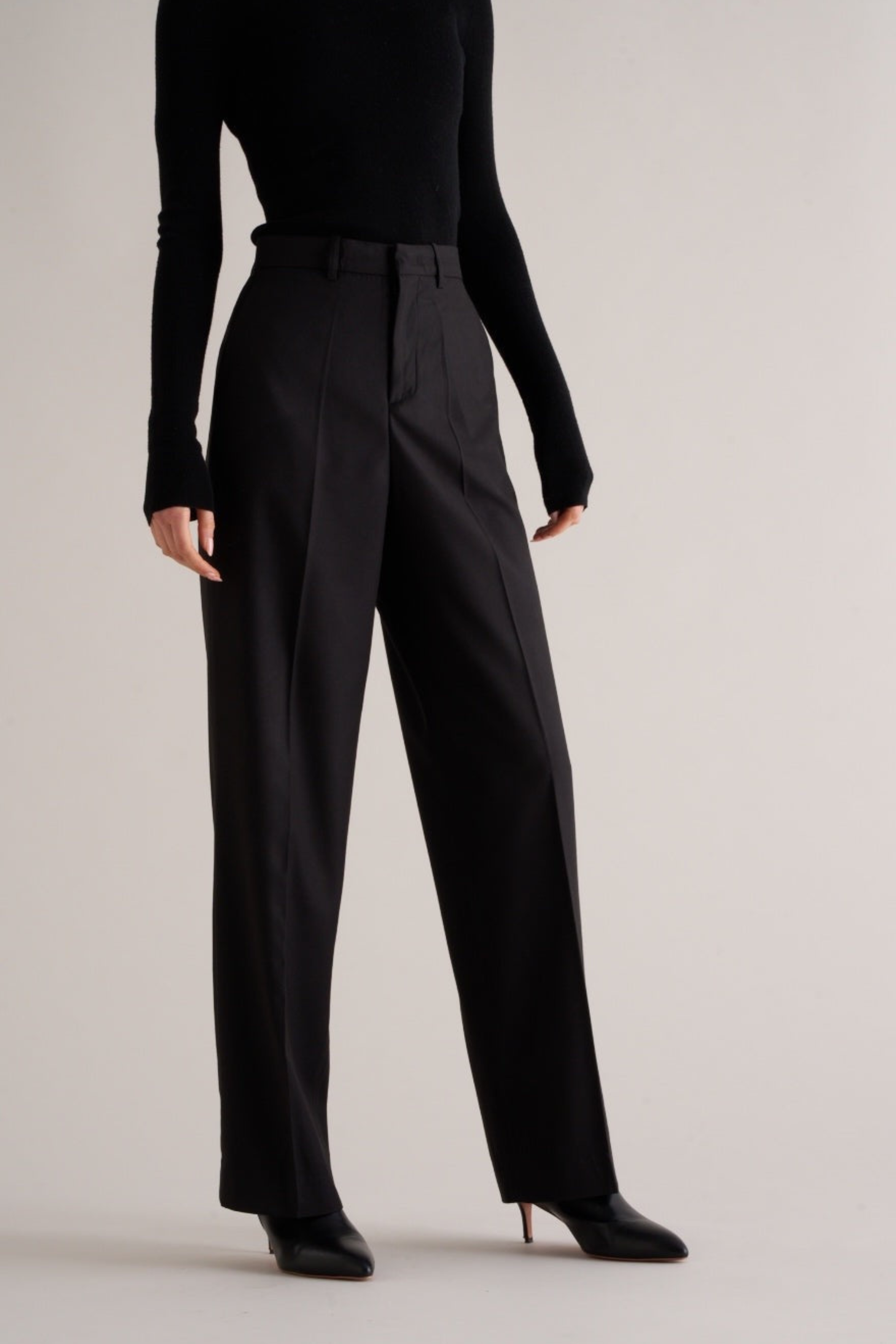 Kenza Wool Silk Trousers Black - Bessette