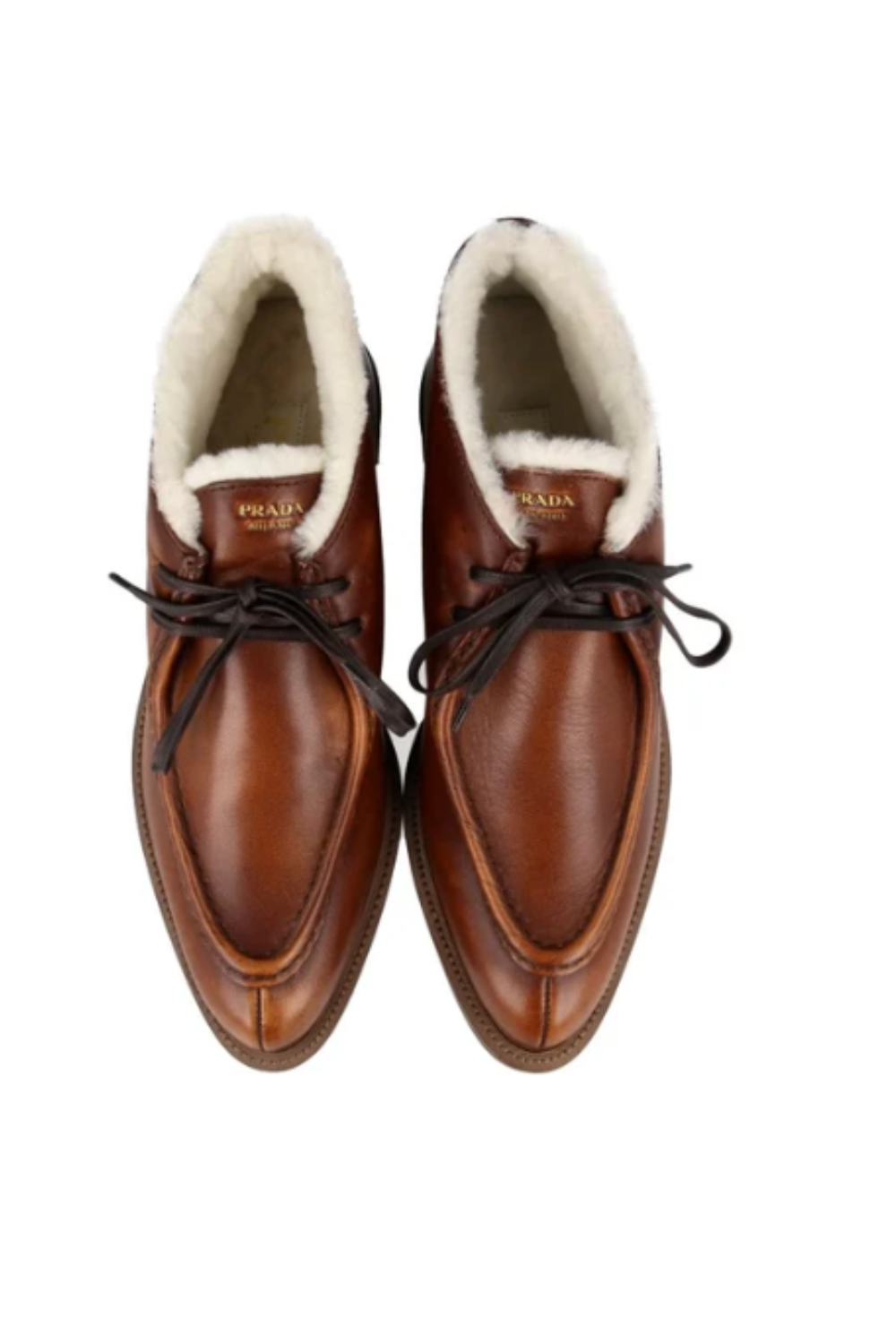 Shearling Brown Leather Derby Shoes
