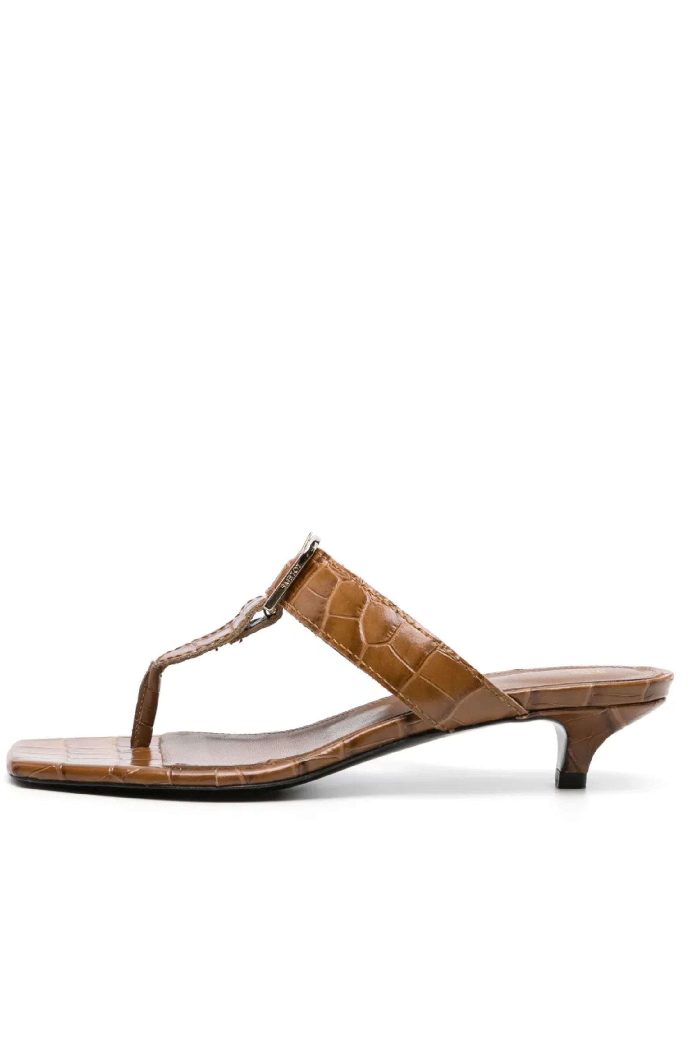 Toteme The Belted Camel Croco Flip-Flop Heel
