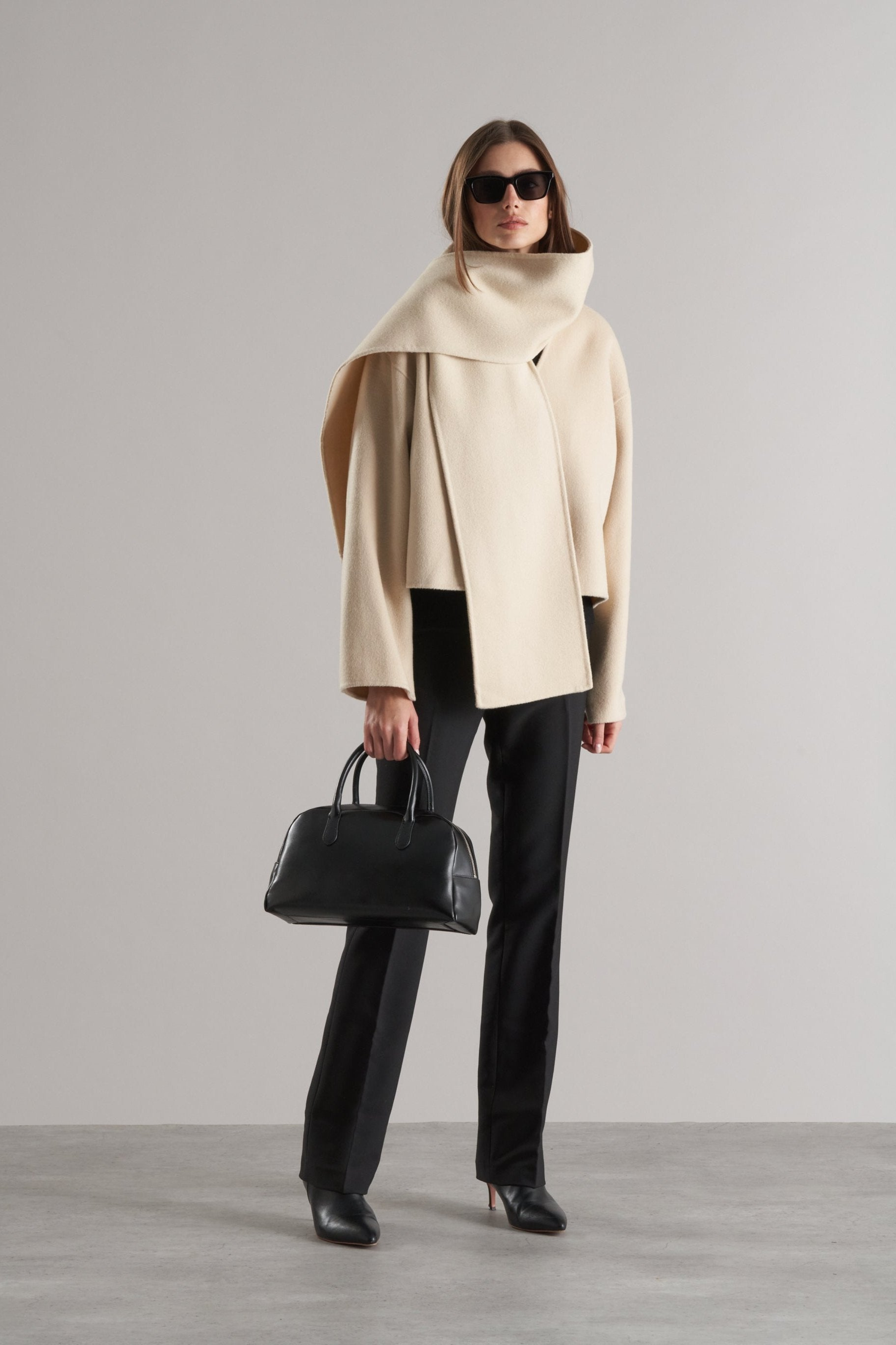 Tol Wool Jacket with Scarf Buttermilk - Bessette