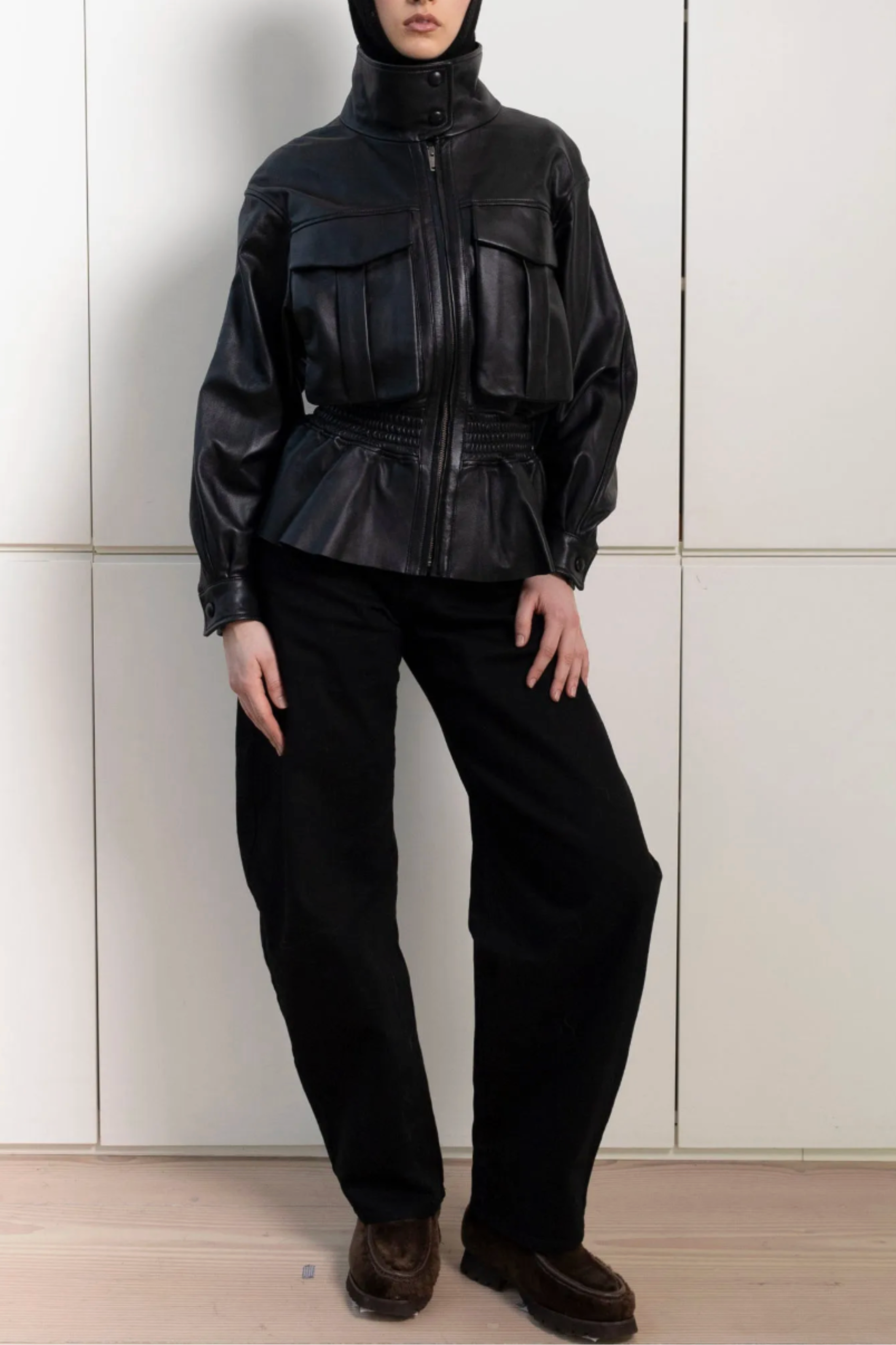 Hazel Leather Jacket Black