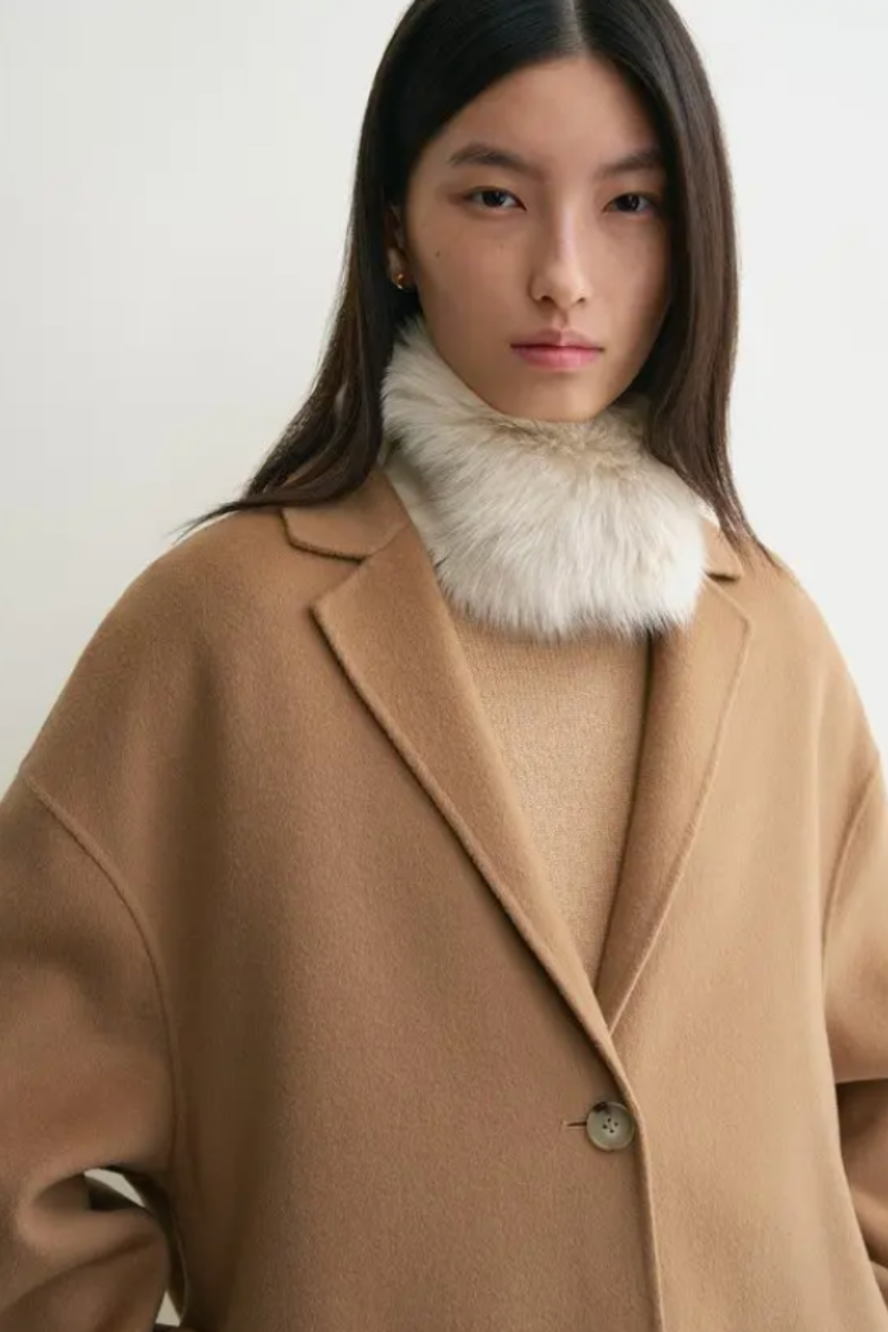 Double Cocoon Coat Camel