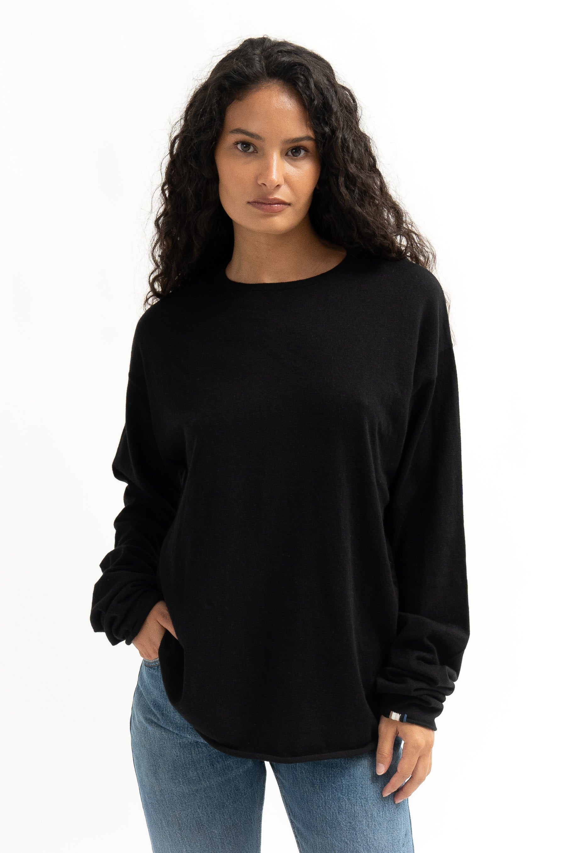 Camisola de algodão e caxemira Extreme Cashmere Preto N°347 Aries