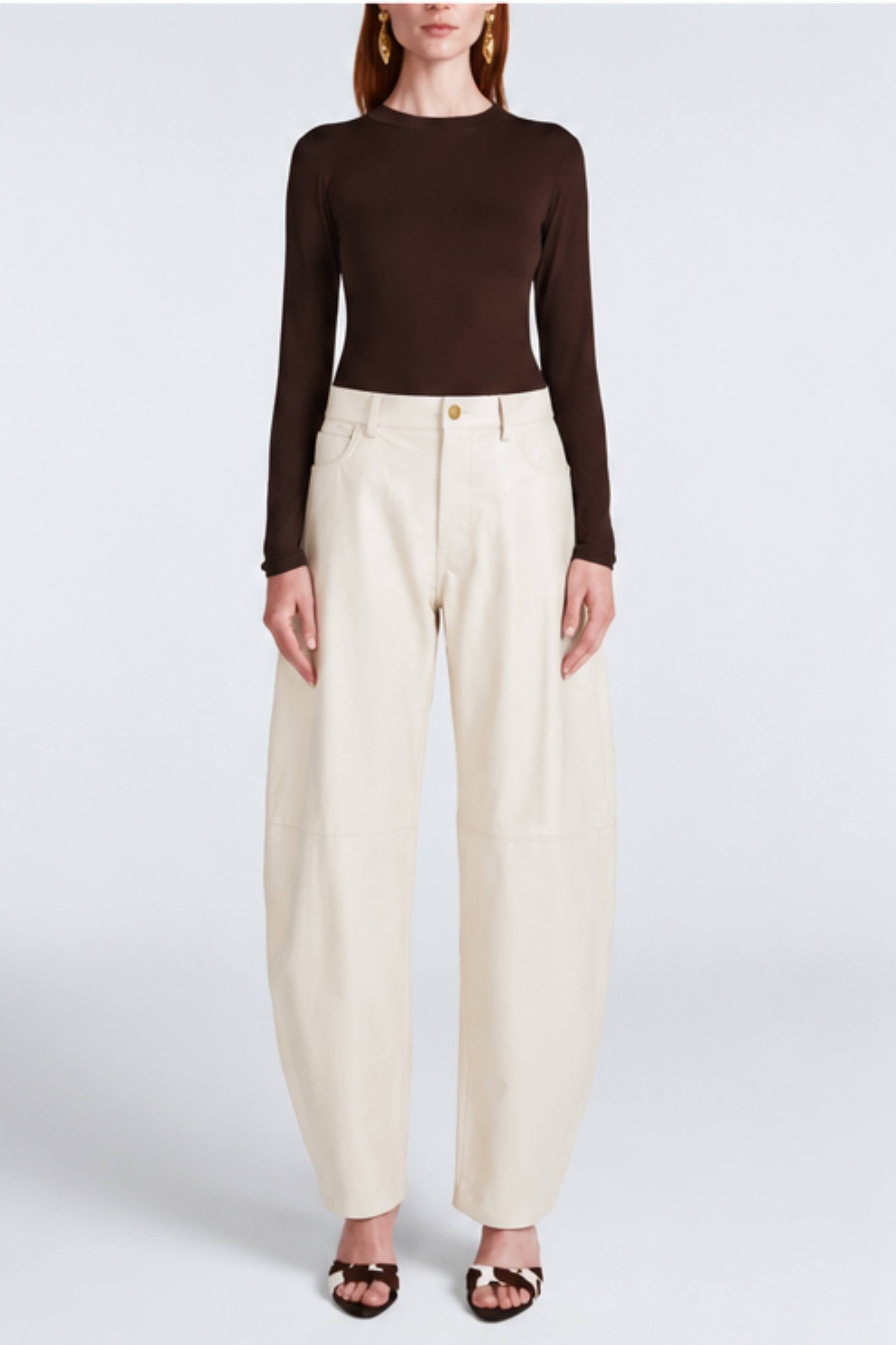 Billie Leather Trousers cream