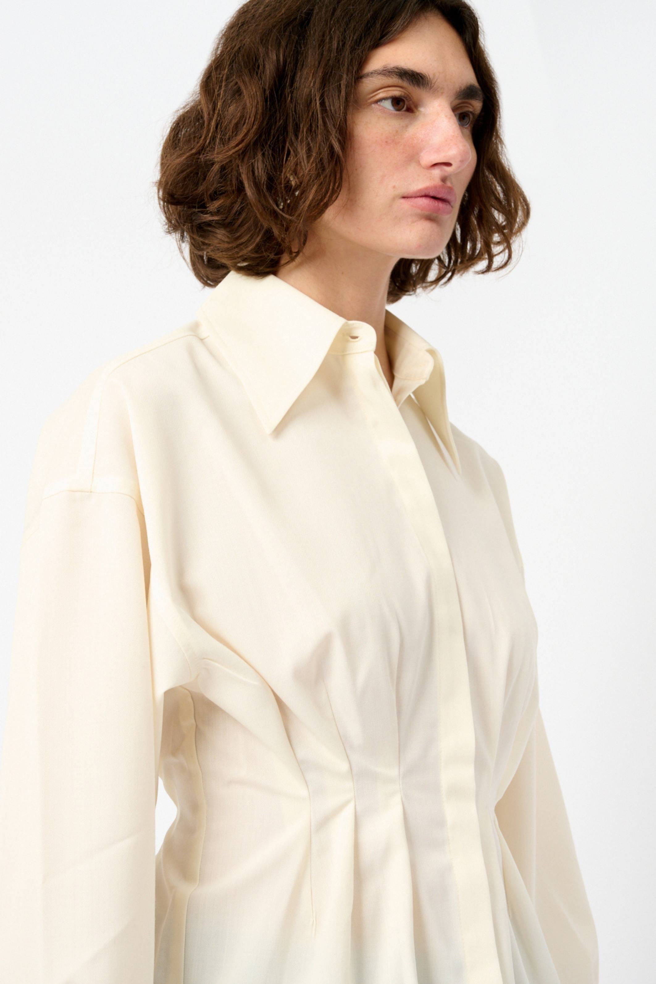 Pleated silk shirt