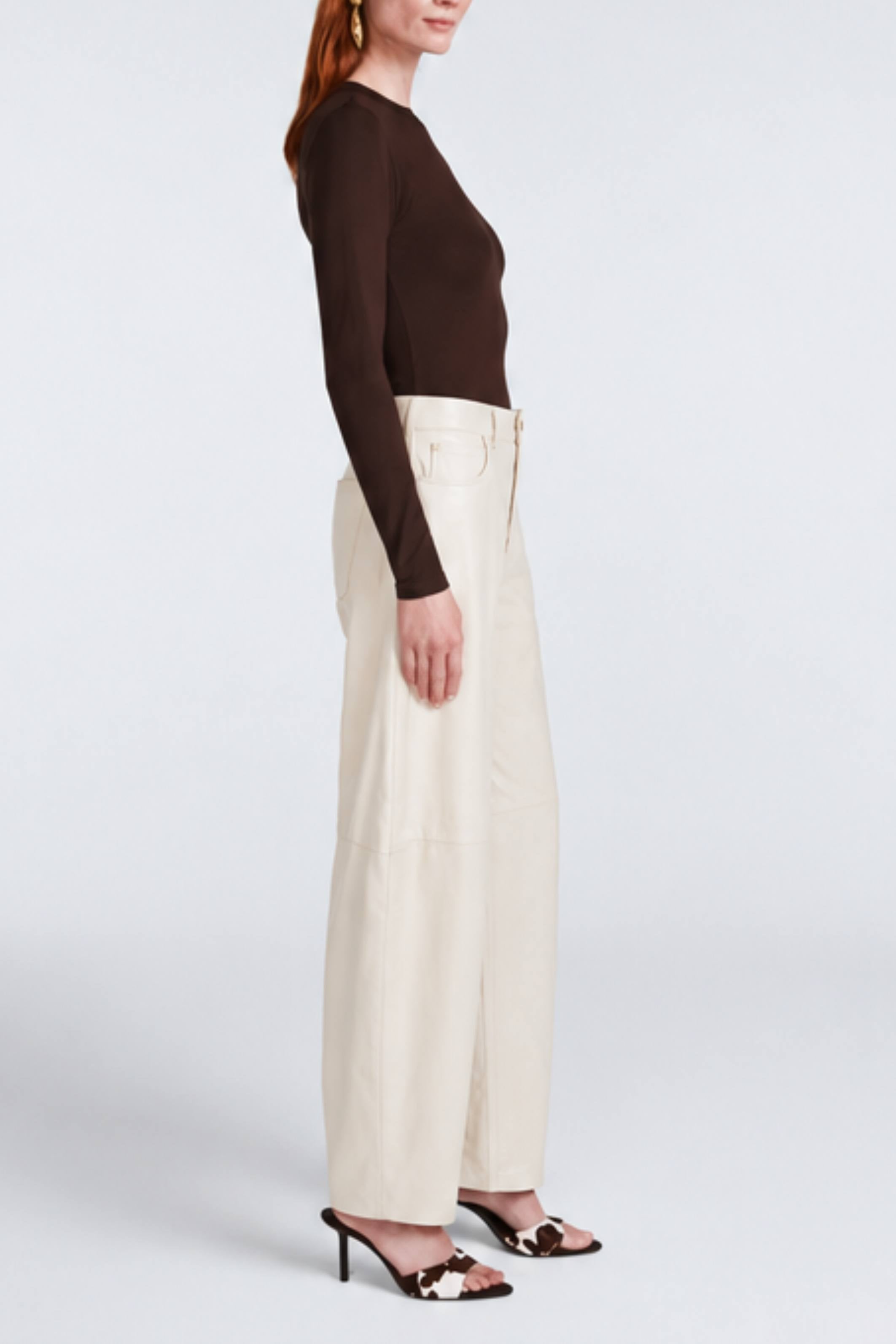 Billie Leather Trousers cream