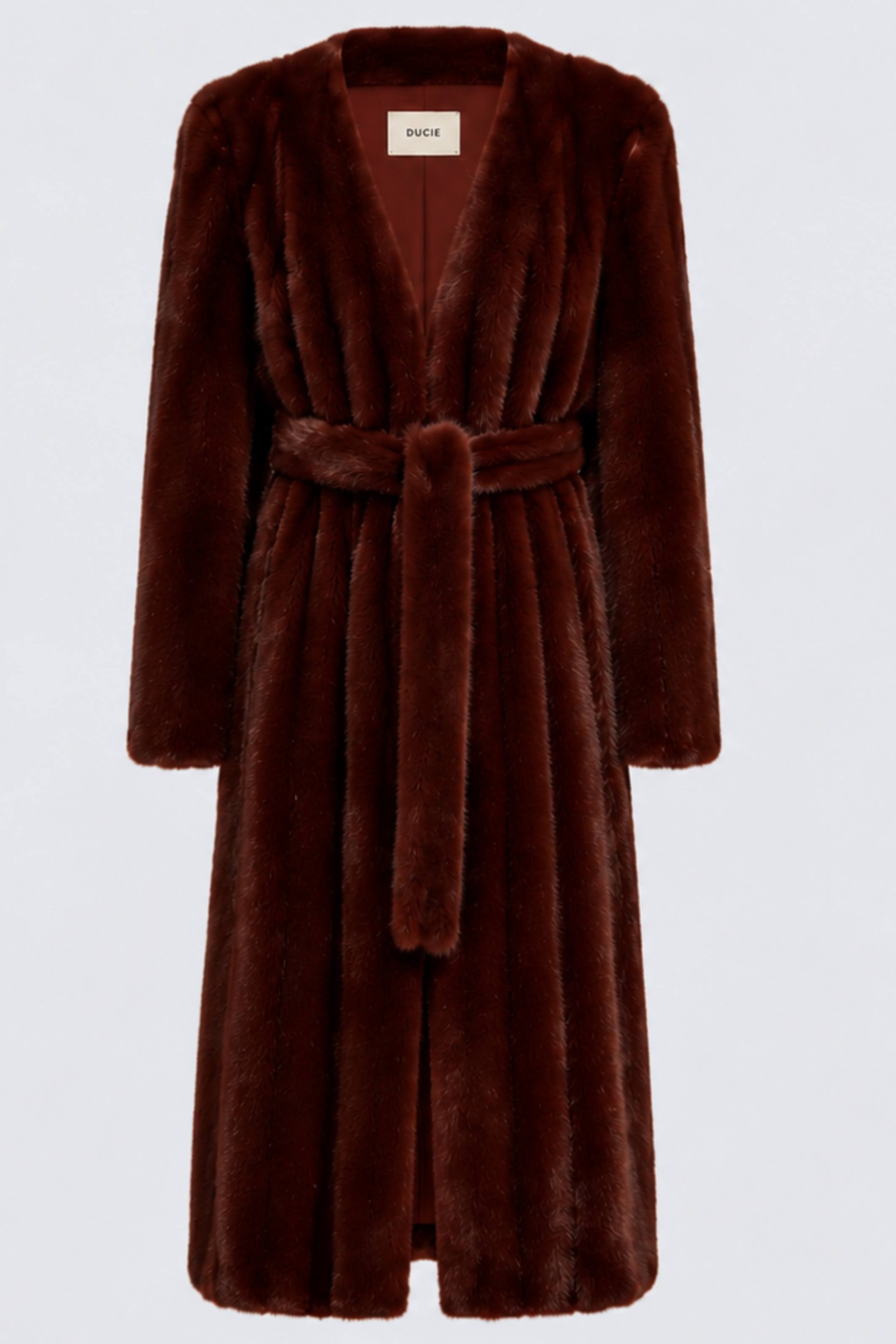 Olivia Fur Coat Burgundy