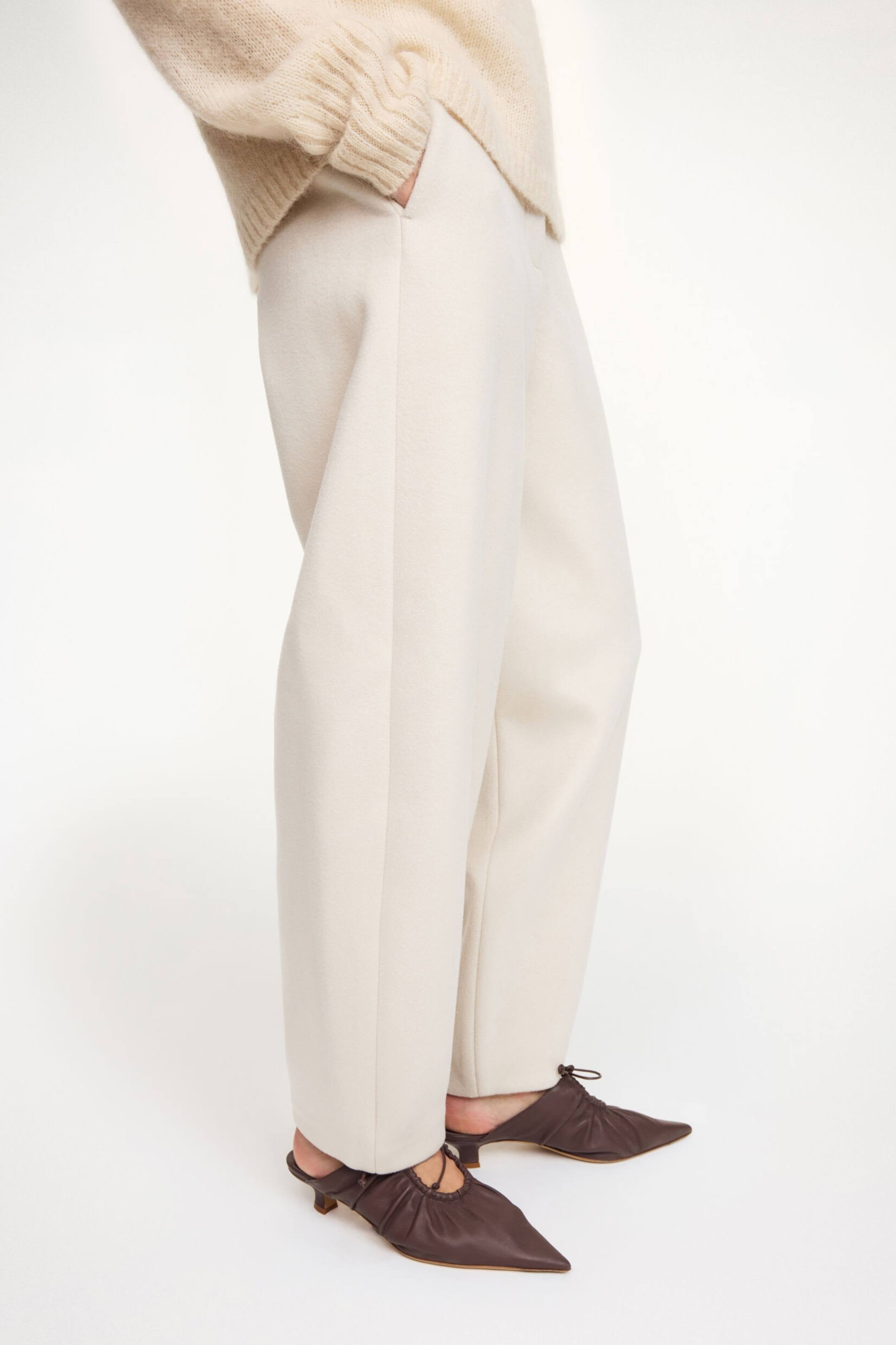 Carlien cream Wool Trousers - Bessette