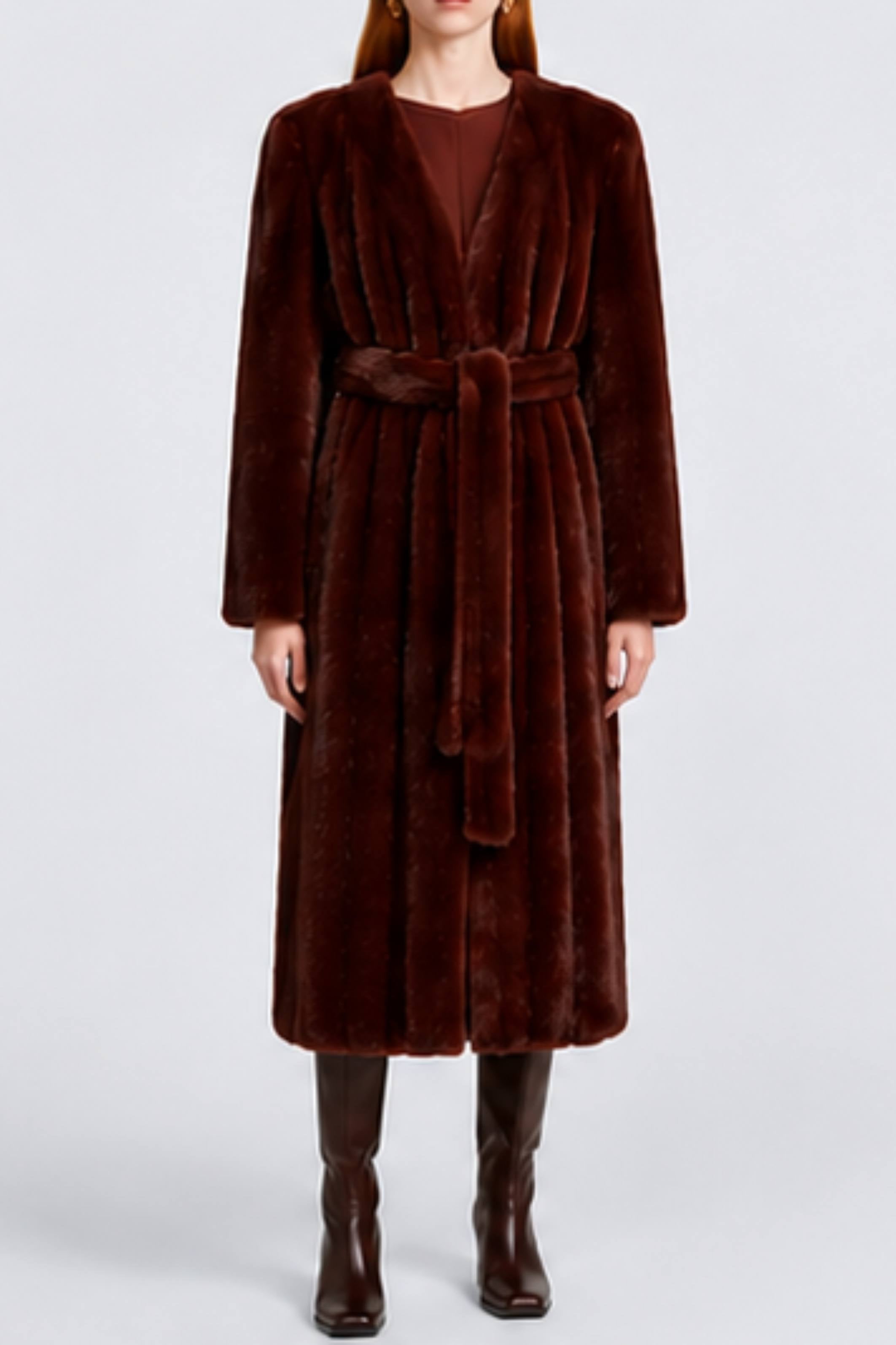 Olivia Fur Coat Burgundy