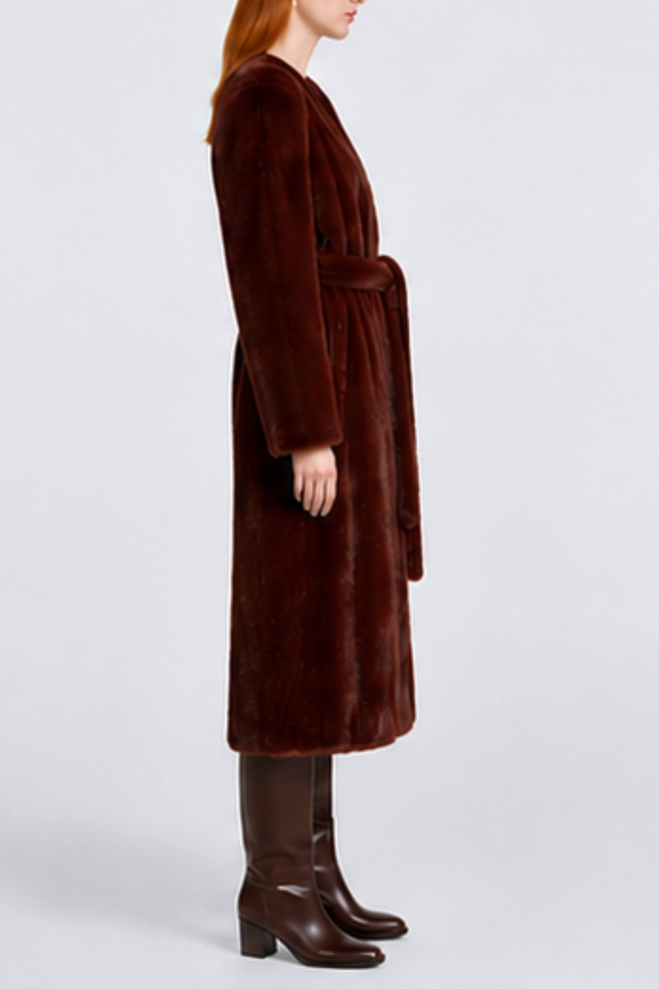 Olivia Fur Coat Burgundy