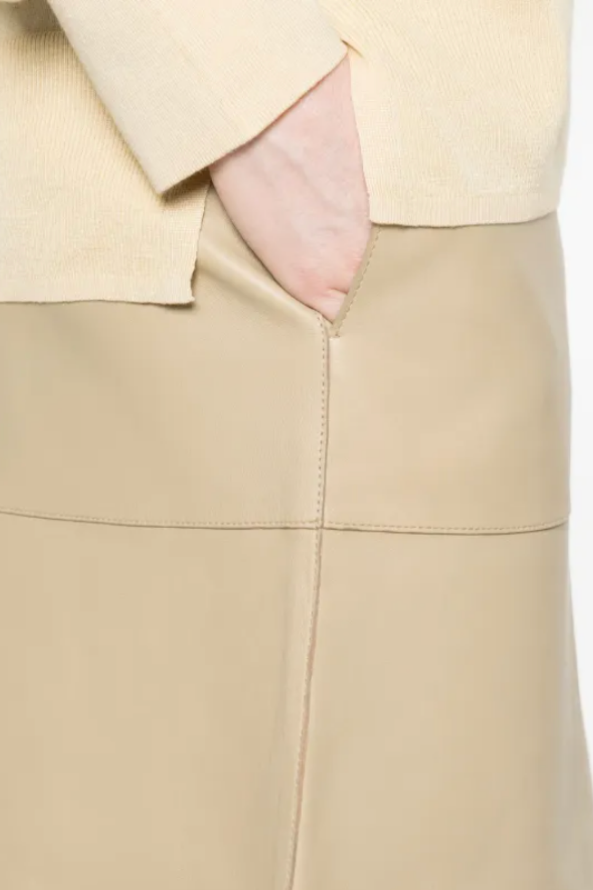 Paneled Leather Skirt Rye