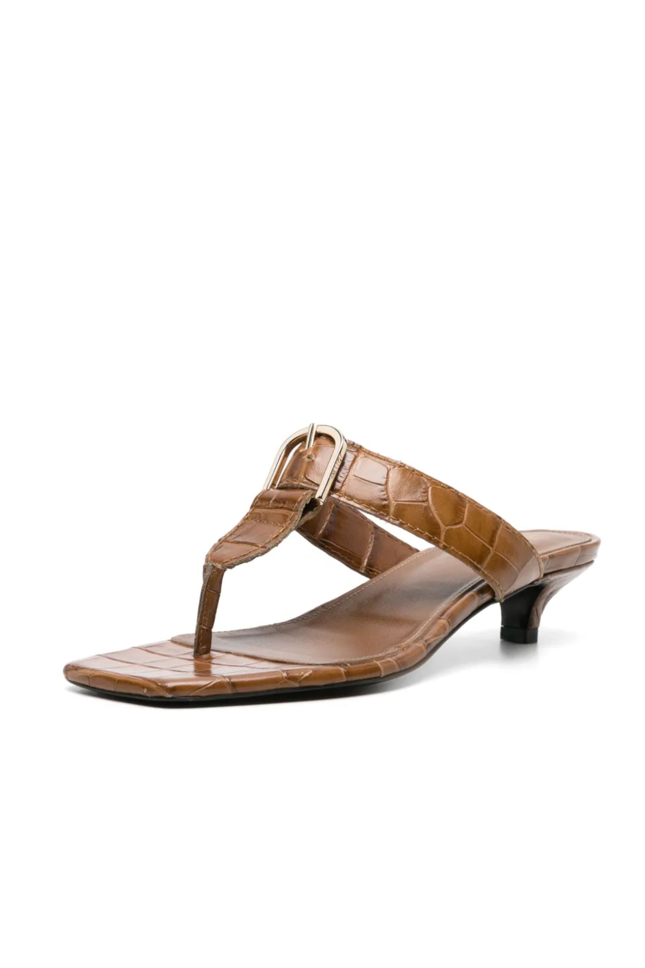 Toteme The Belted Camel Croco Flip-Flop Heel