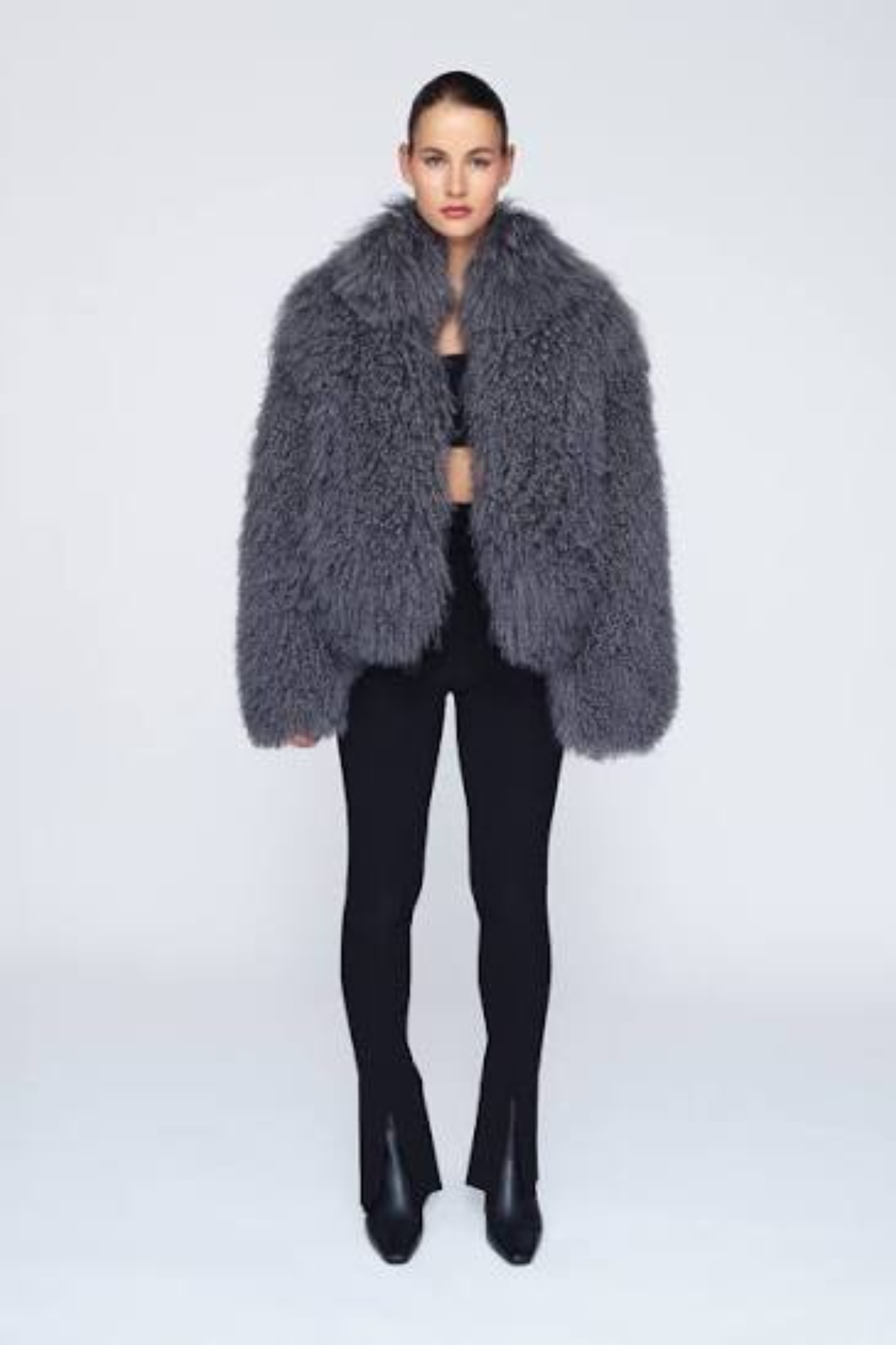 Rochelle Shearling Jacket Charcoal Grey
