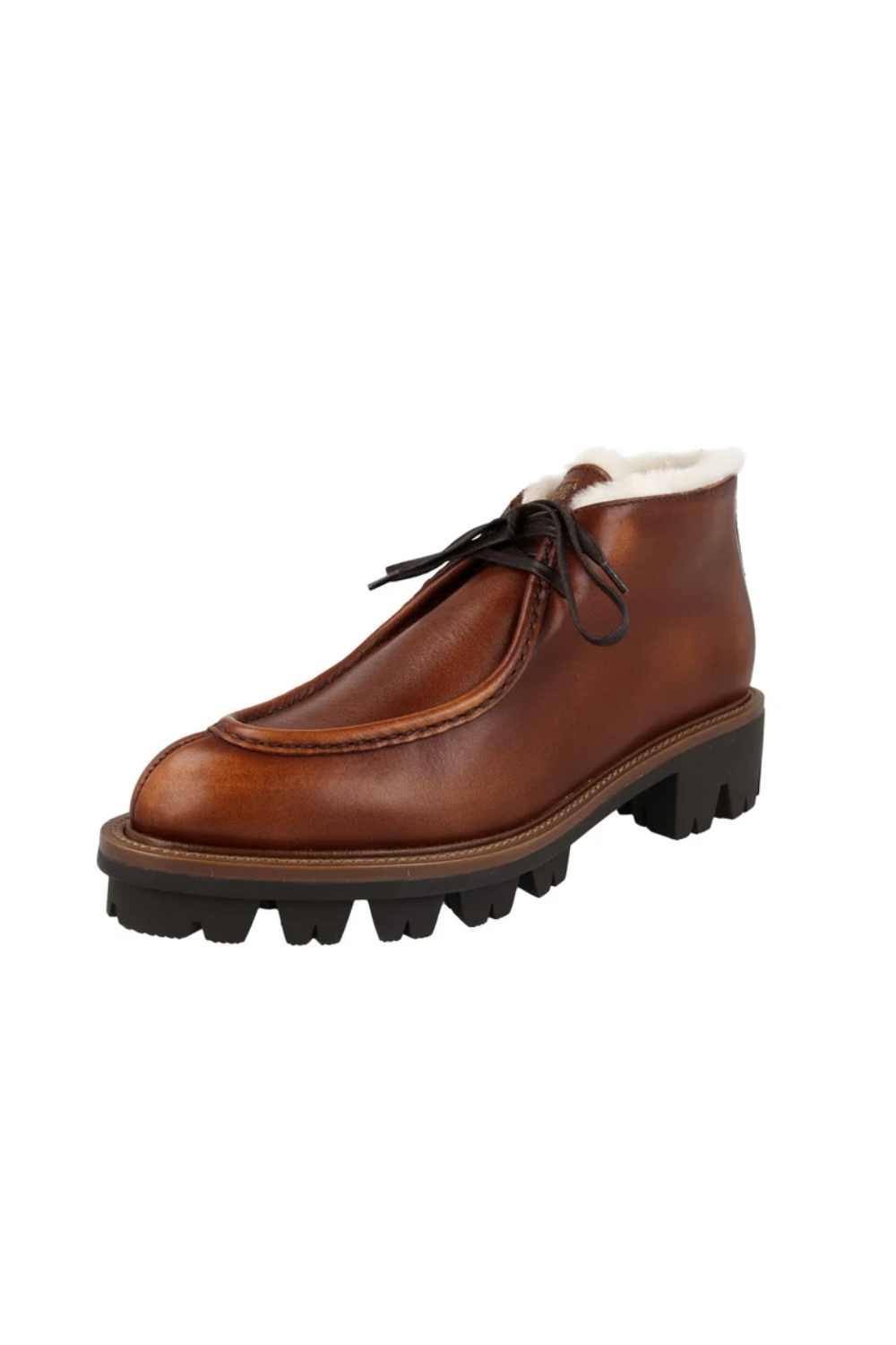 Shearling Brown Leather Derby Shoes