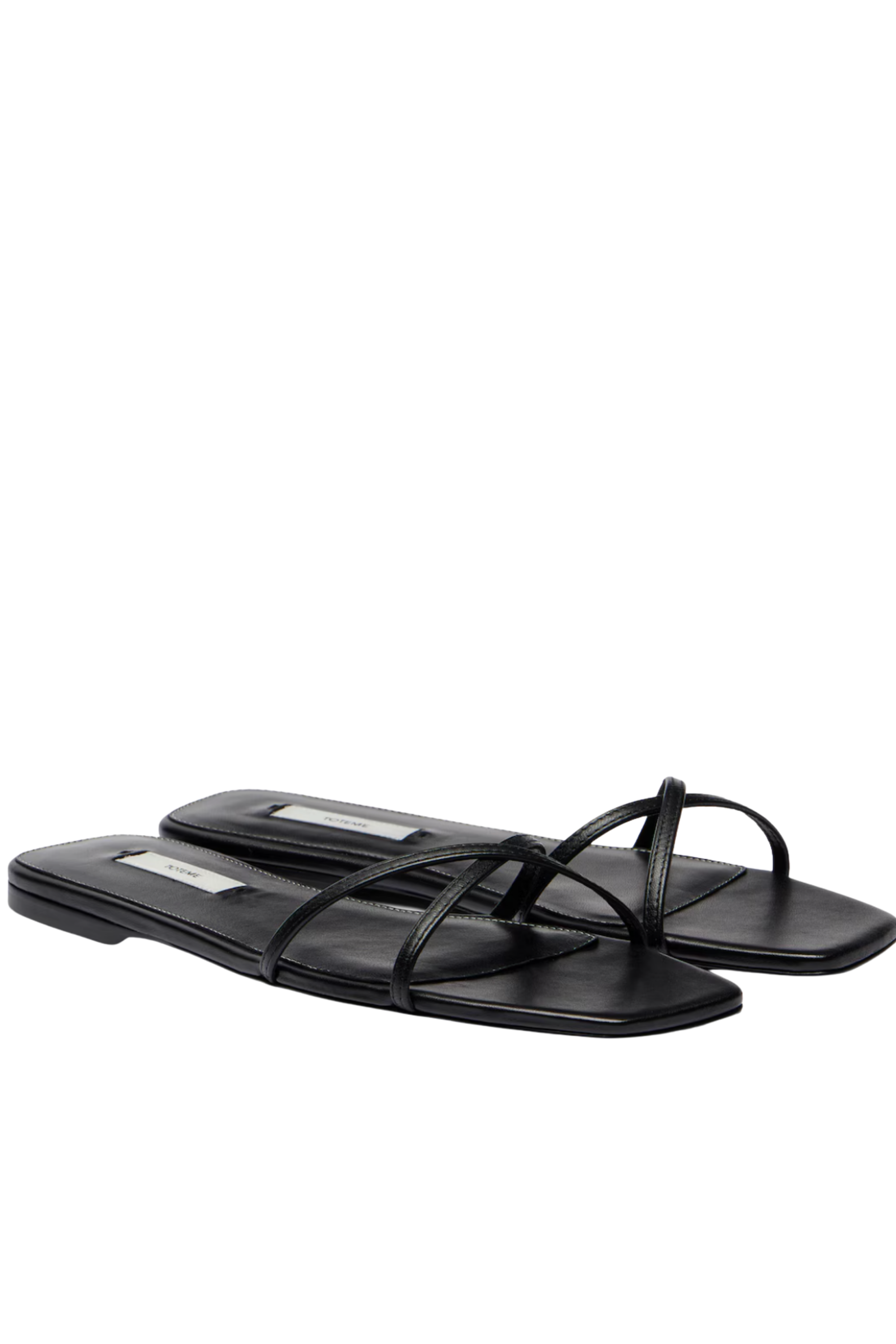 Leather Crossover Slides Black