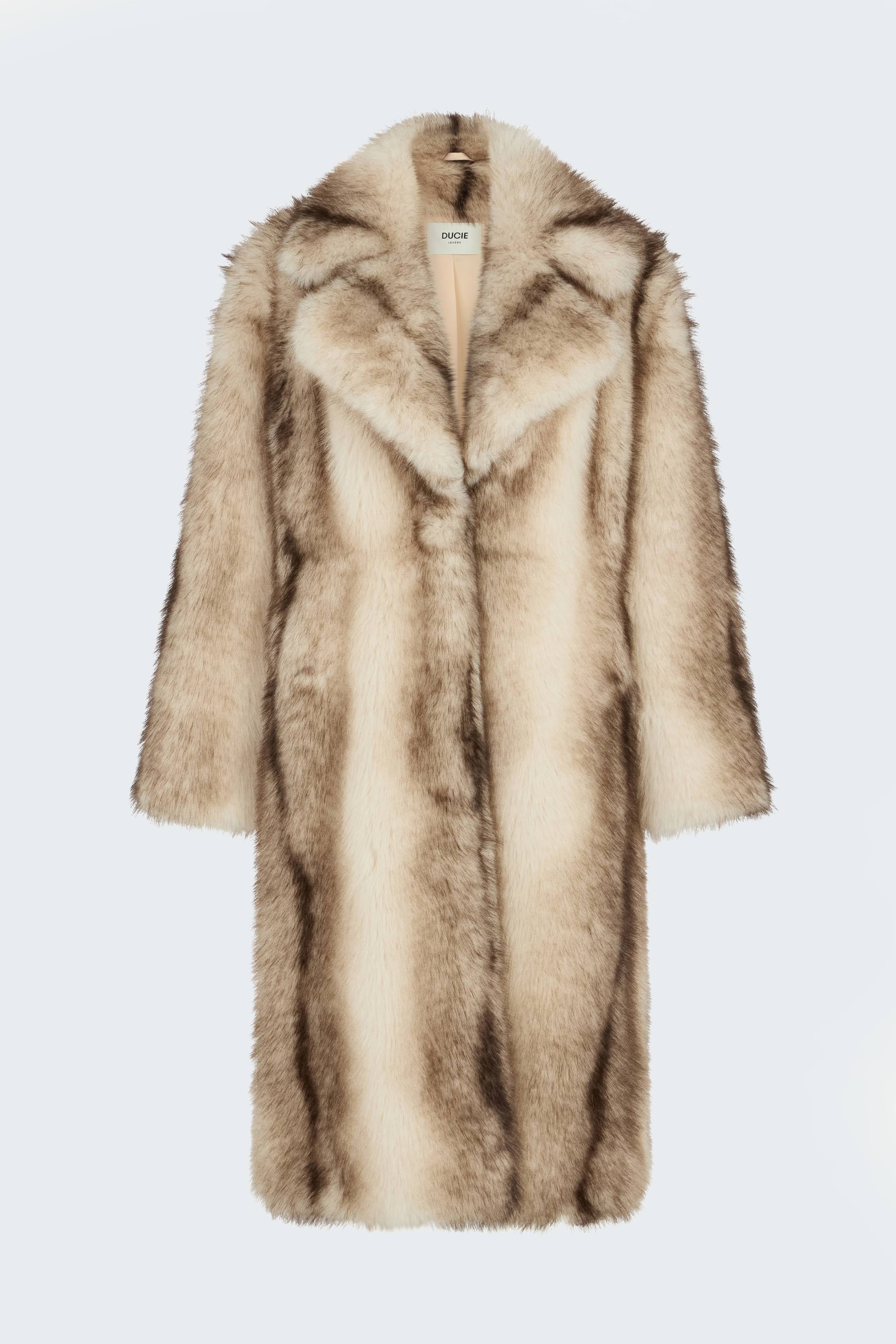 Celia fur jacket Taupe Striped