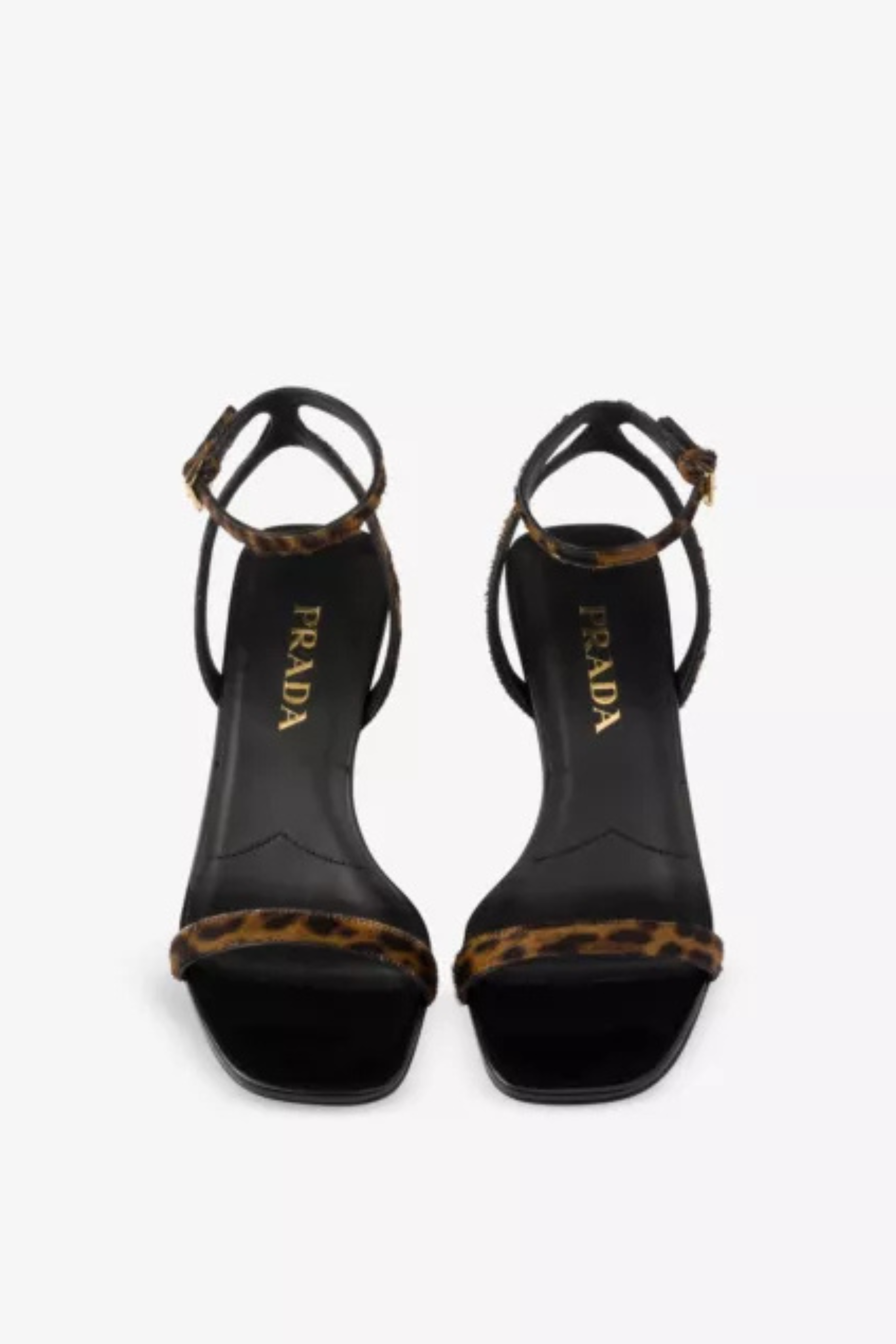 Printed Varnished-Heel Leather Sandals