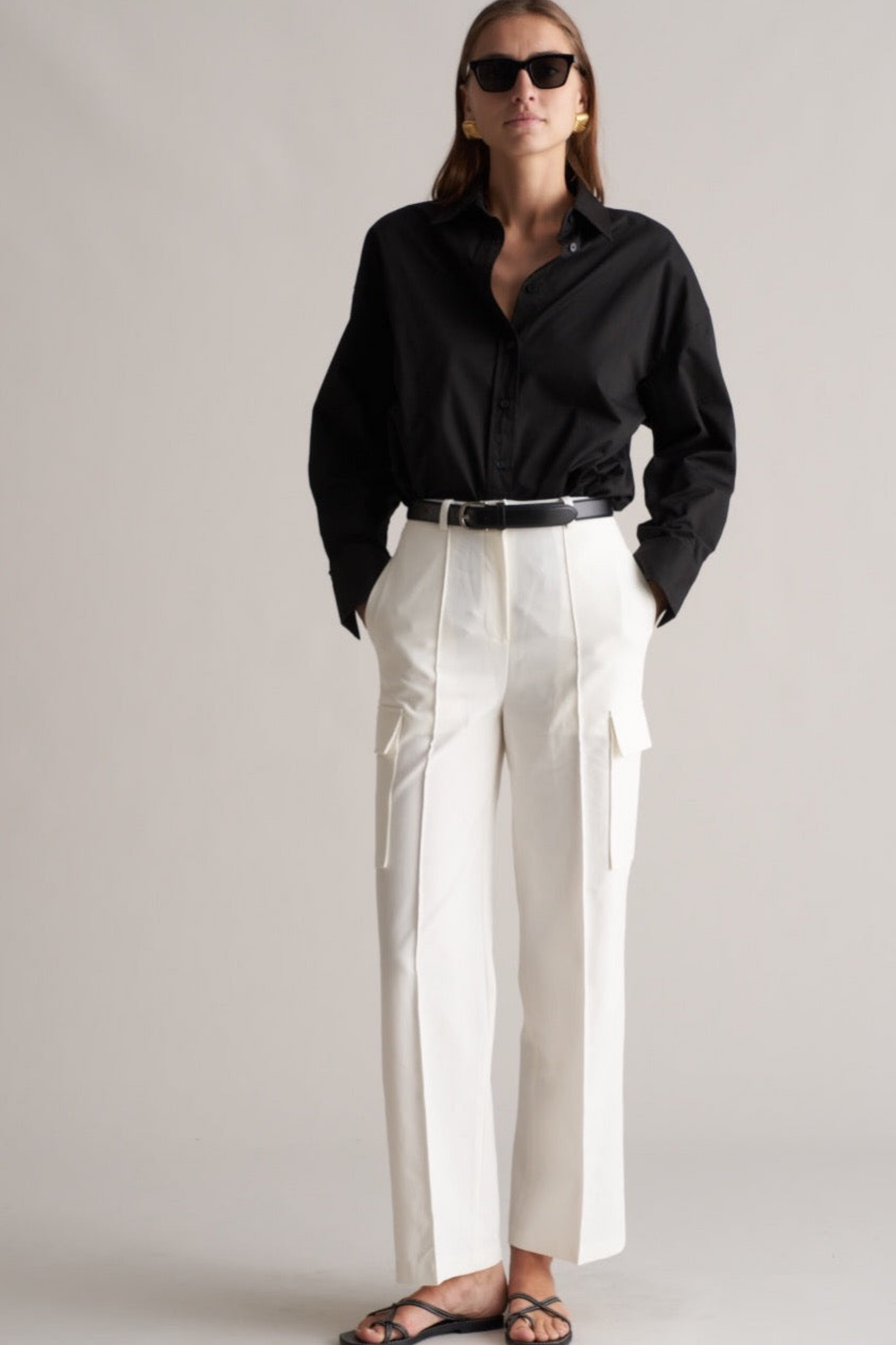 Fina Cargo Trousers Optic White - Bessette