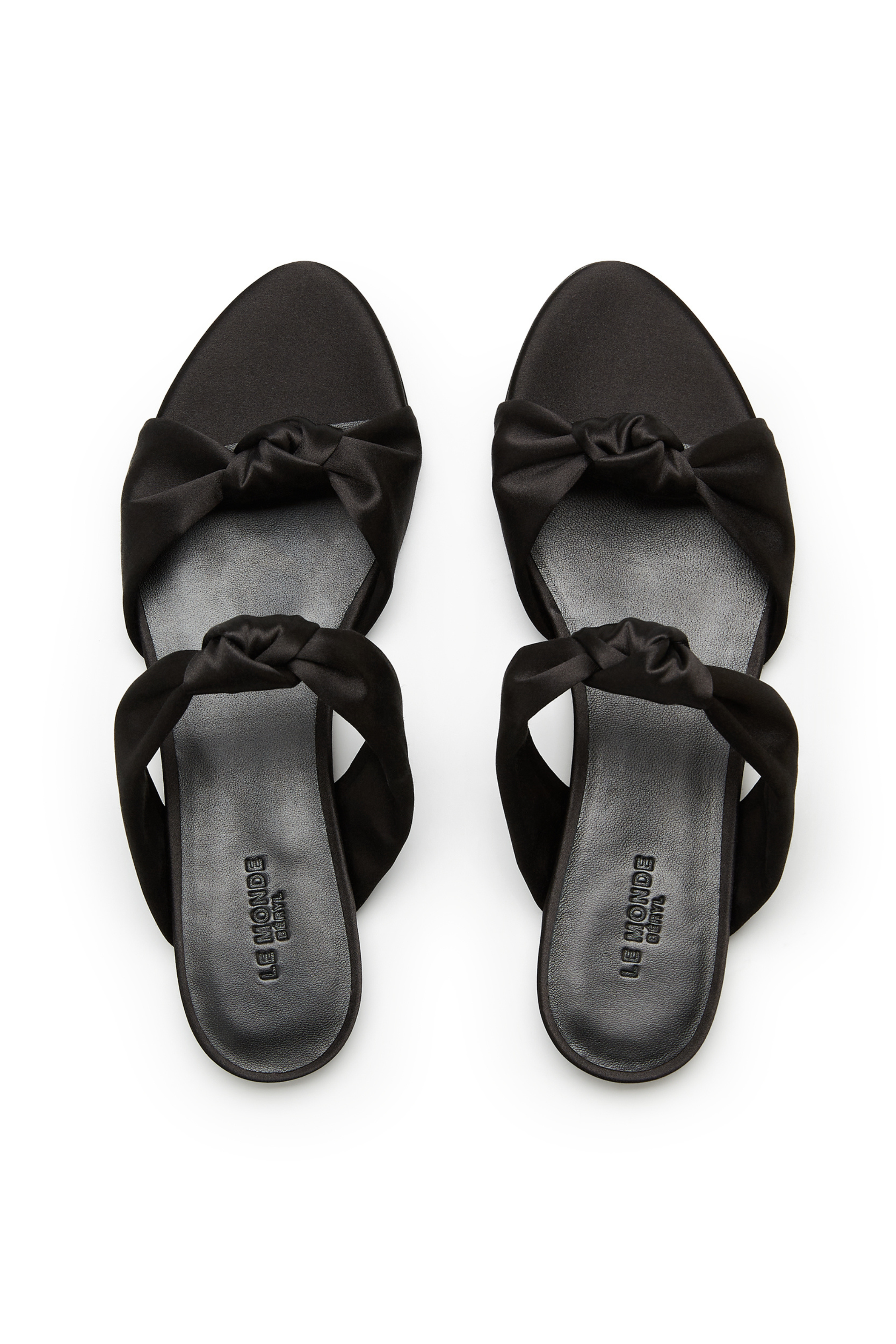 Le Monde Béryl Black Flat Knot Satin Sandal