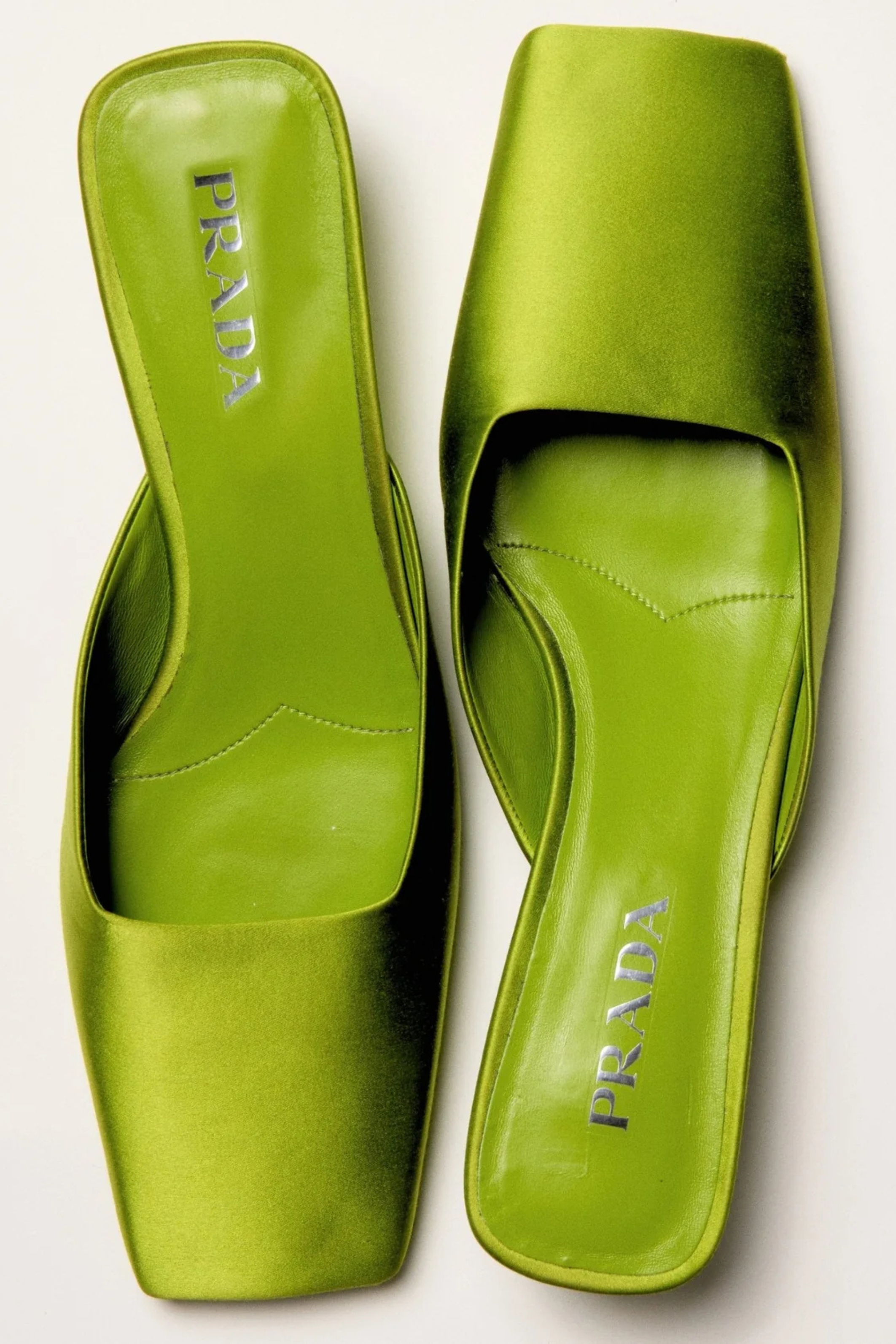 Green Satin Mules-Prada-Bessette