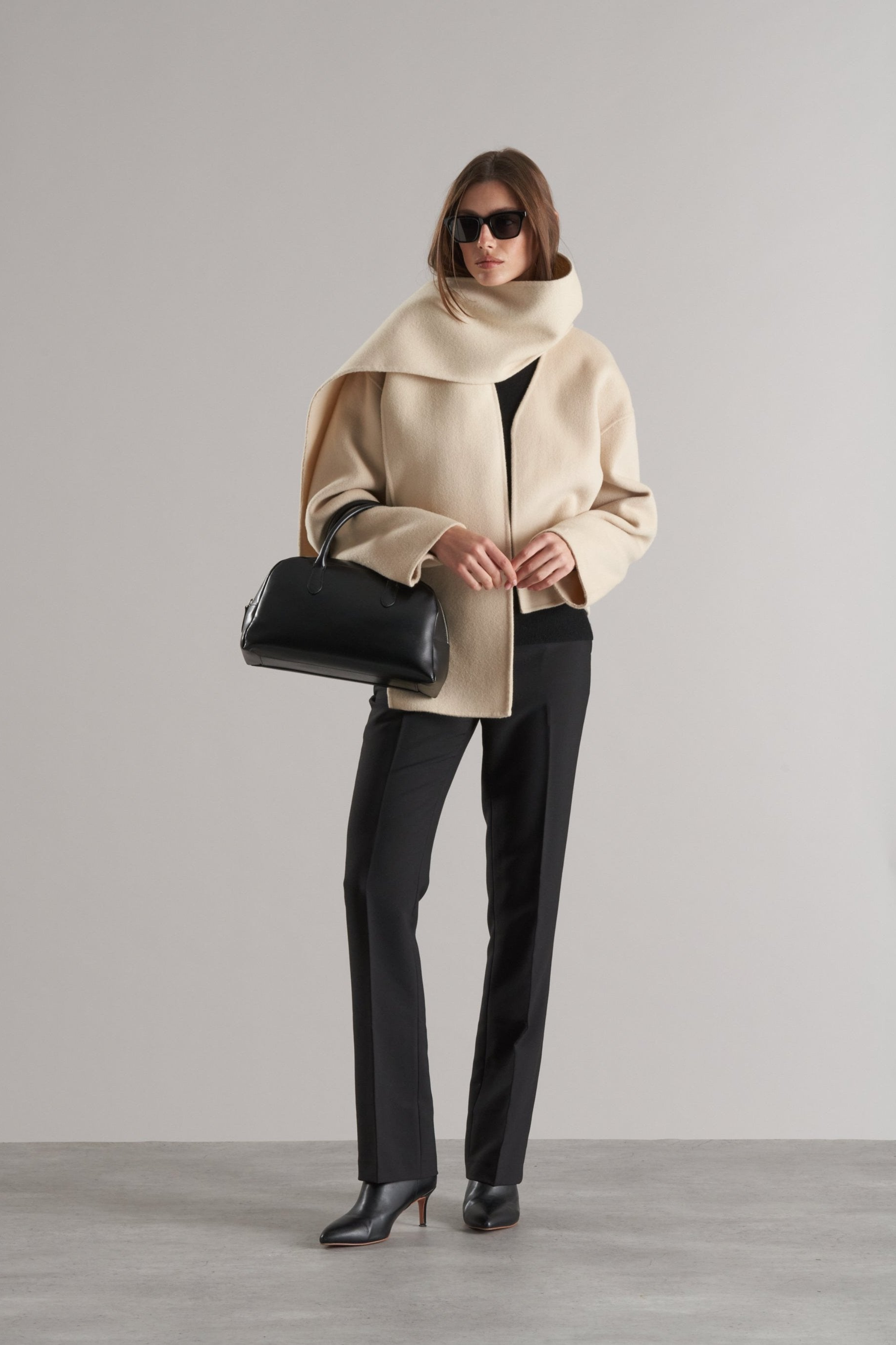 Tol Wool Jacket with Scarf Buttermilk - Bessette