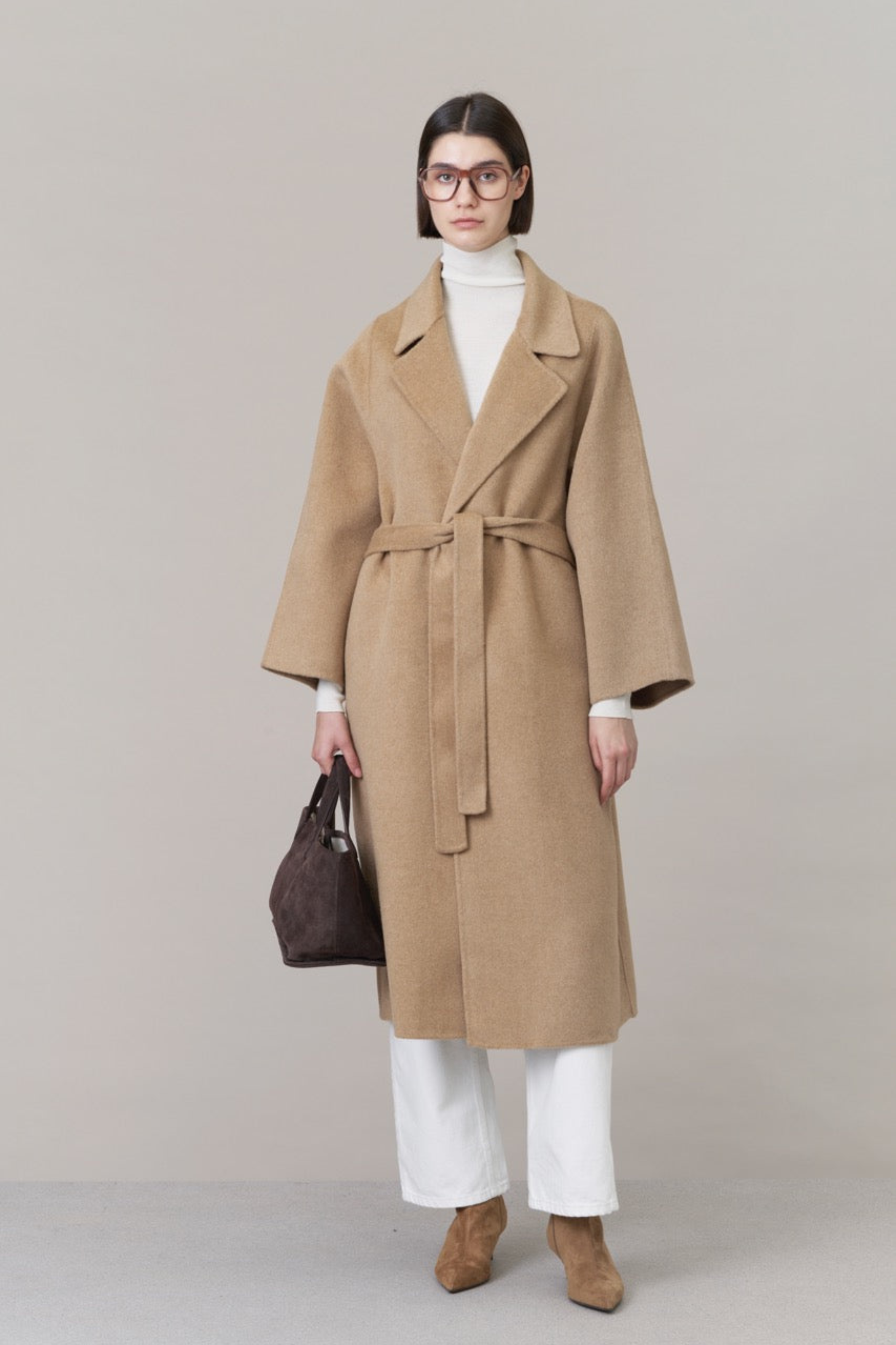 Maia Wool Coat With Scarf Camel - Bessette