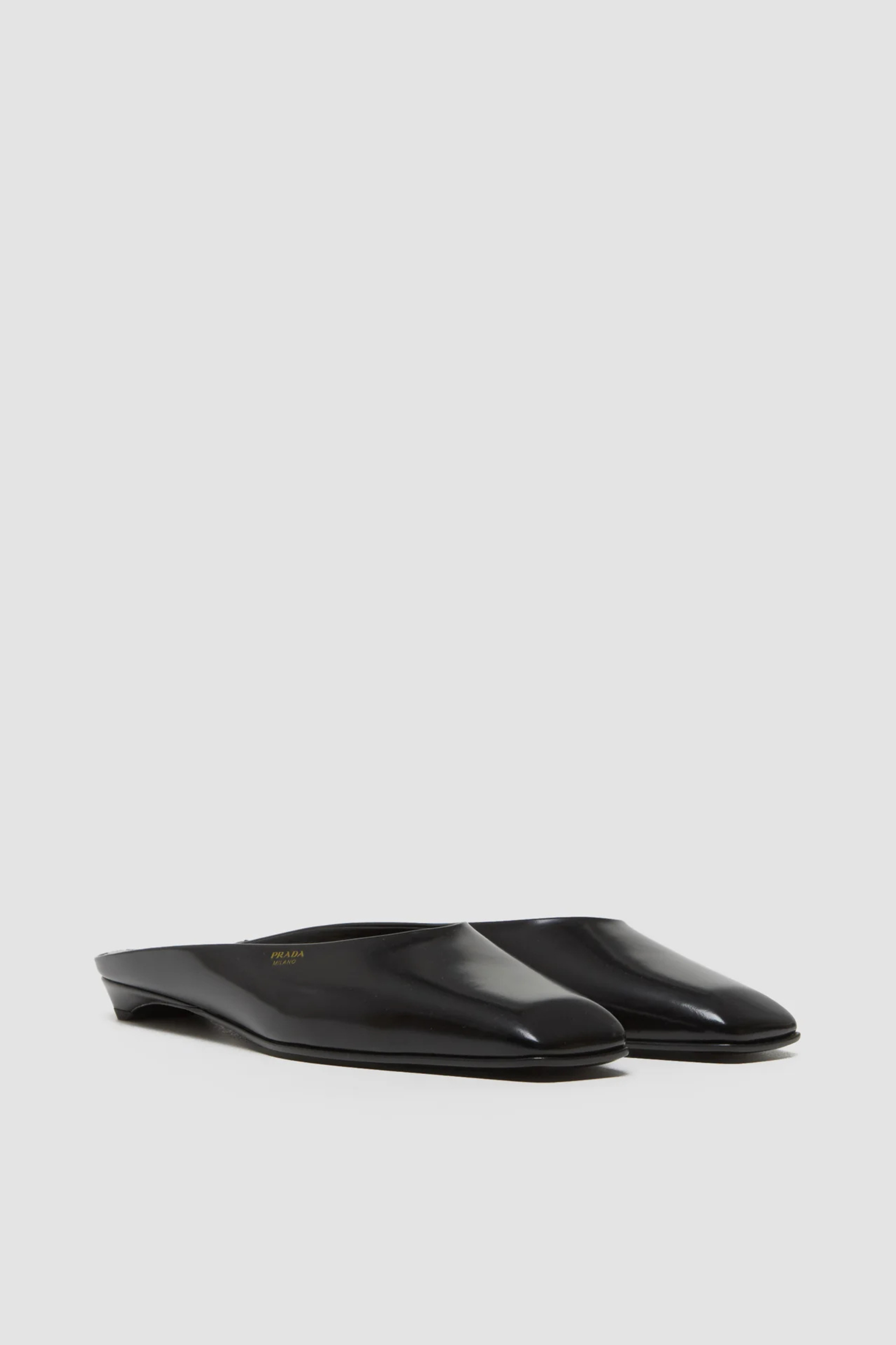 Black Leather Mule-Prada-Bessette