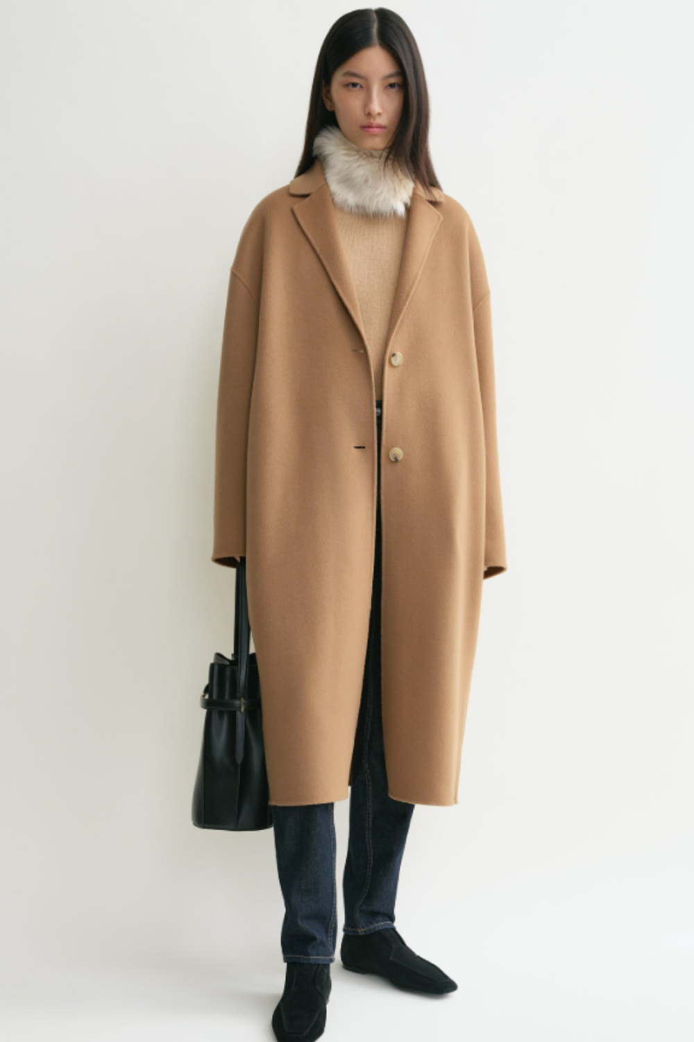 Double Cocoon Coat Camel