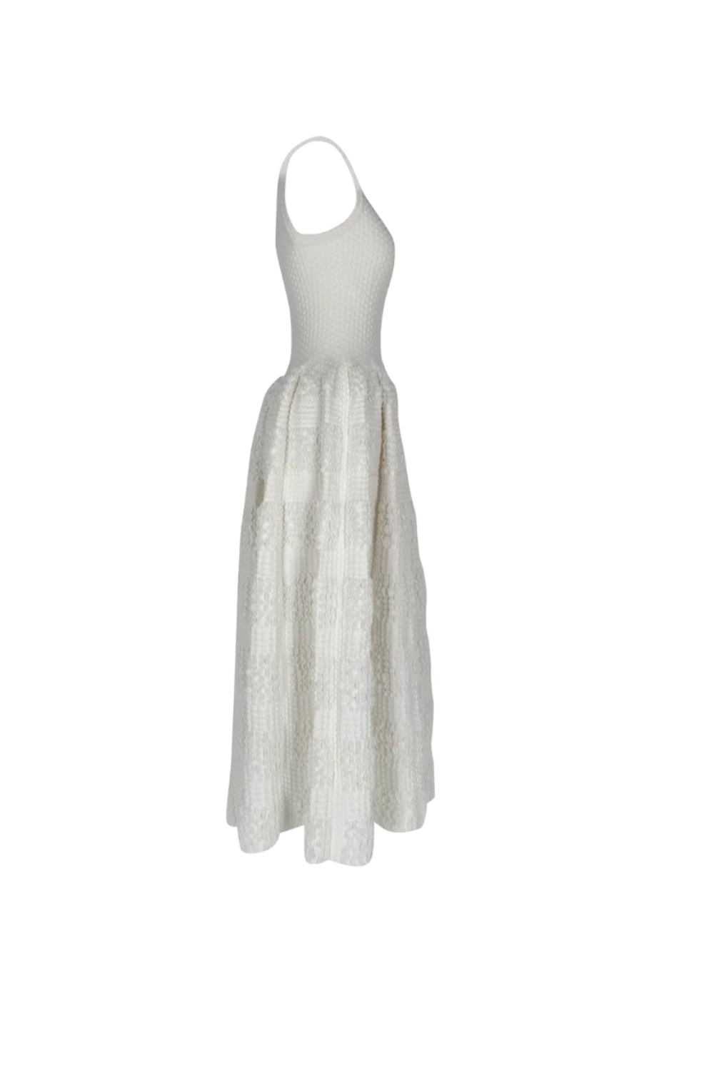 Alaïa Textured Sleeveless Midi Dress in White Viscose