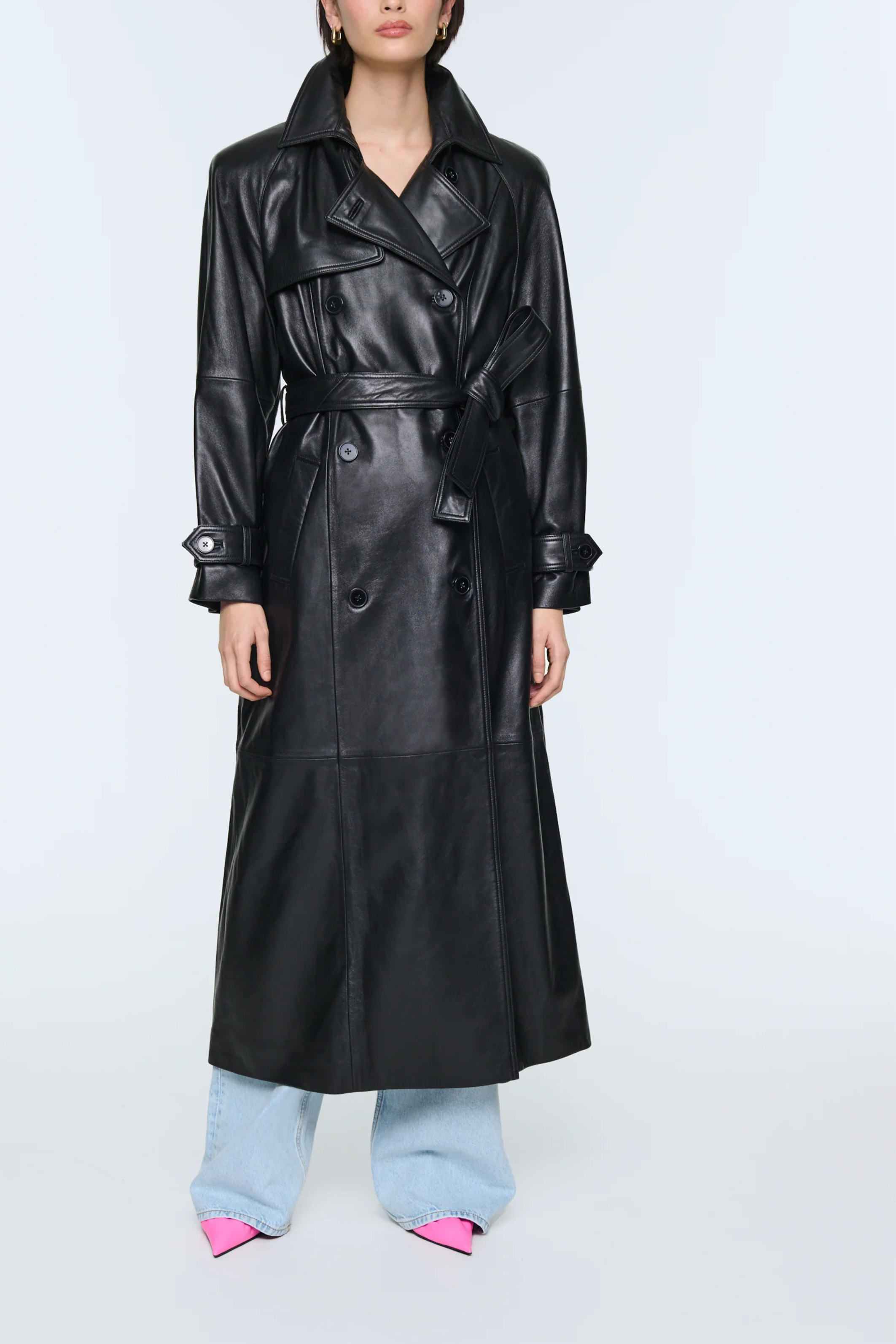 Corrin Leather Trench Black