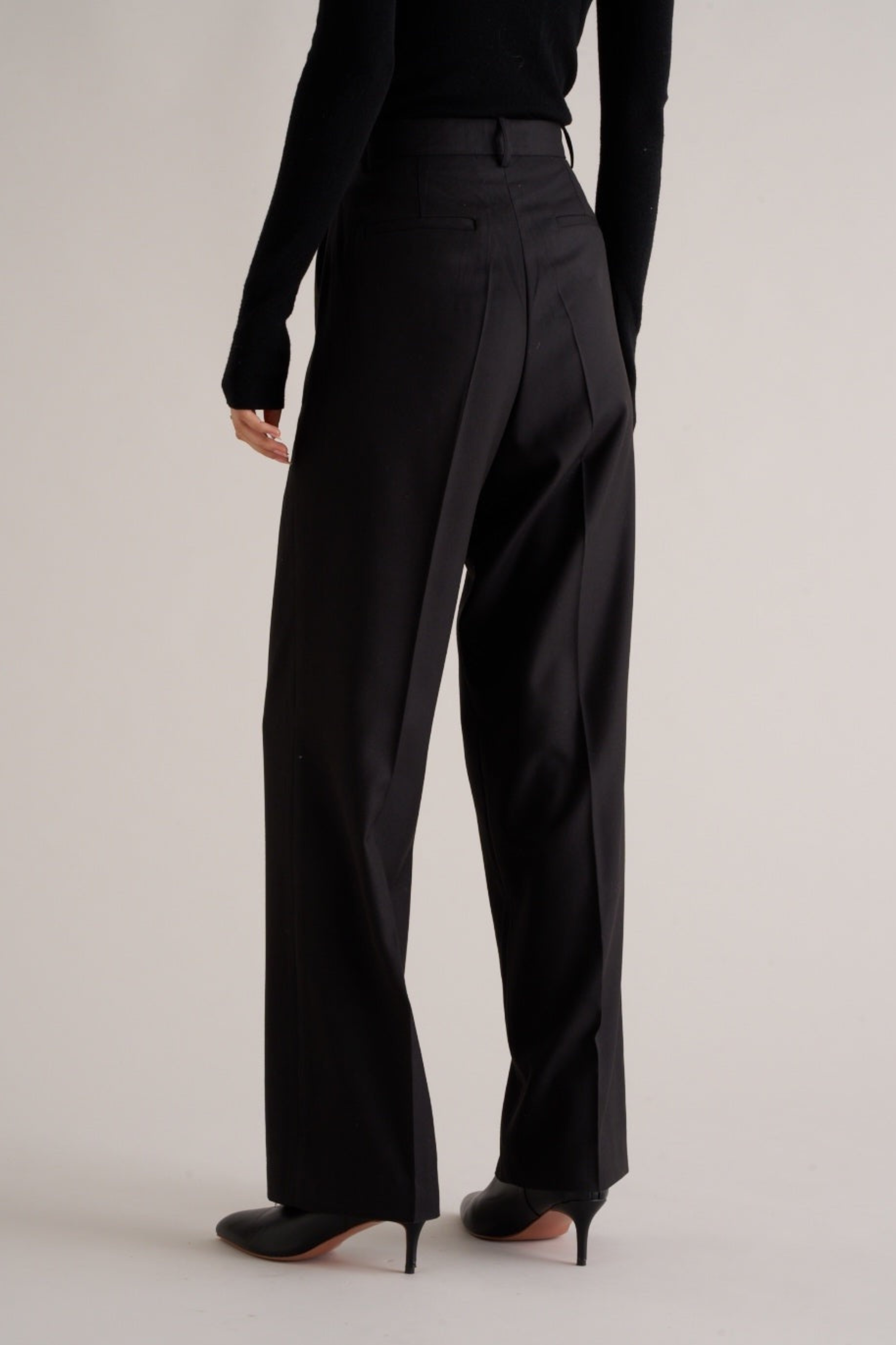 Kenza Wool Silk Trousers Black - Bessette