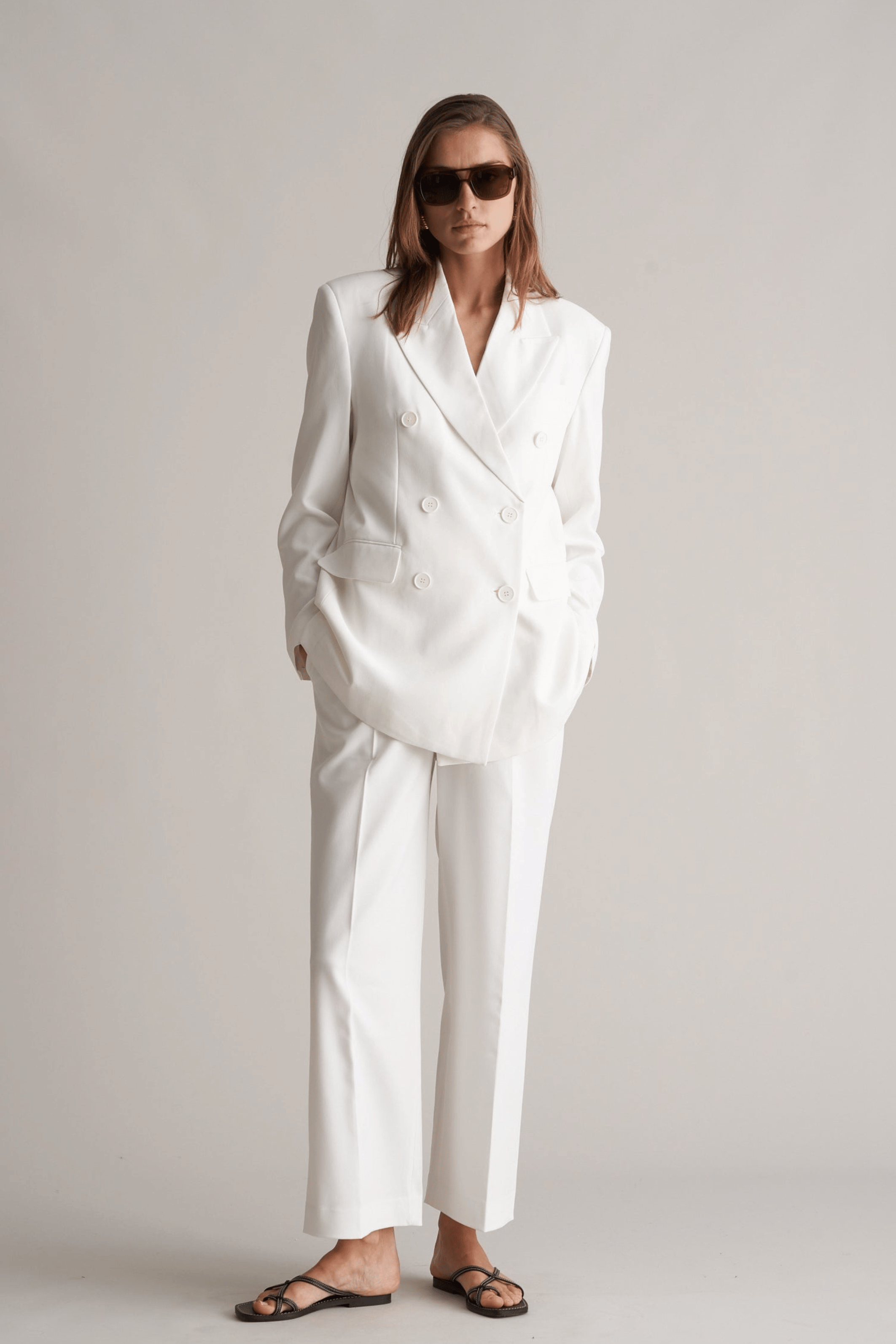 Zoira Double Breasted Blazer Optic White - Bessette