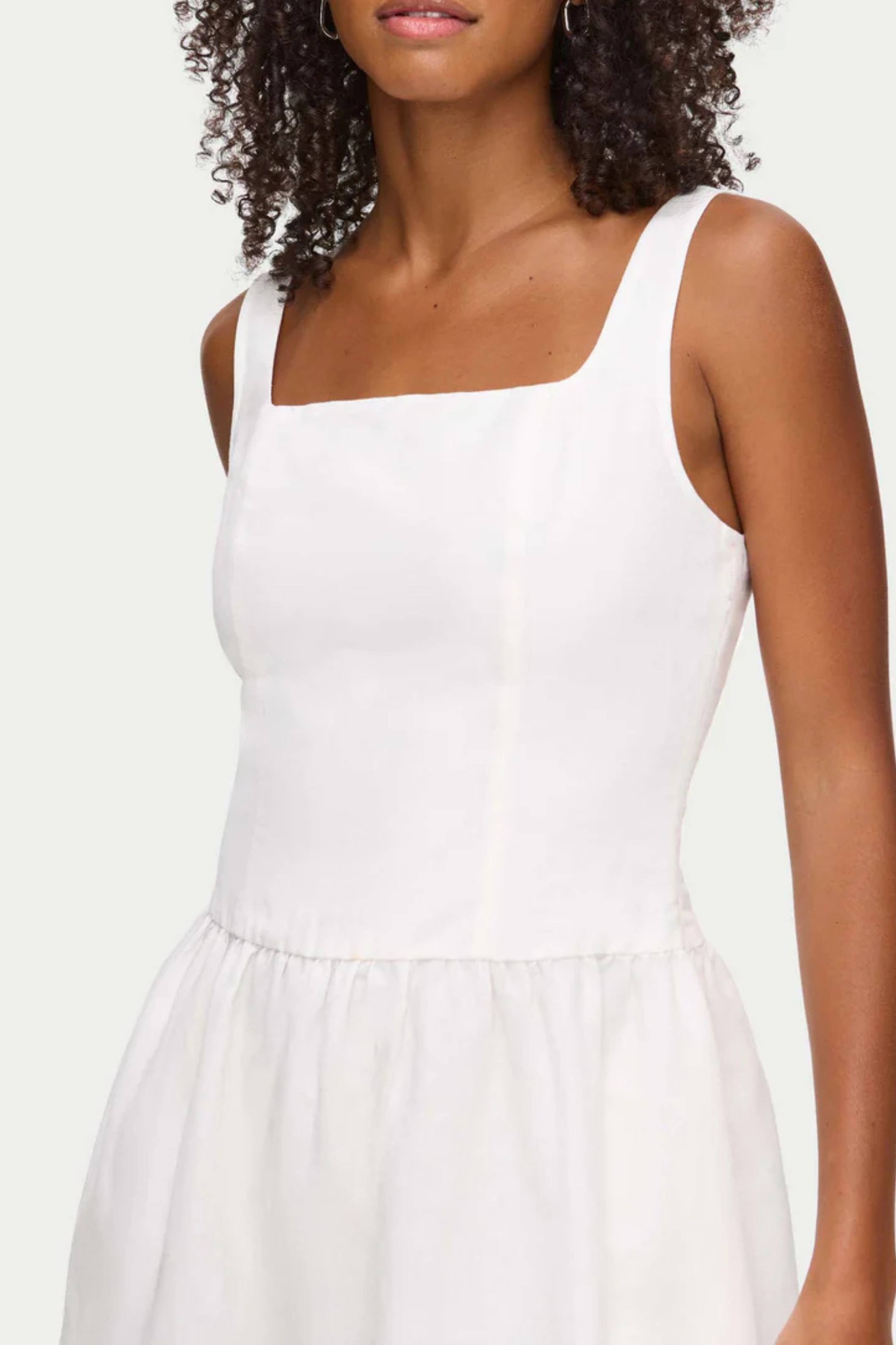 Rosia White Drop Waist Linen Dress