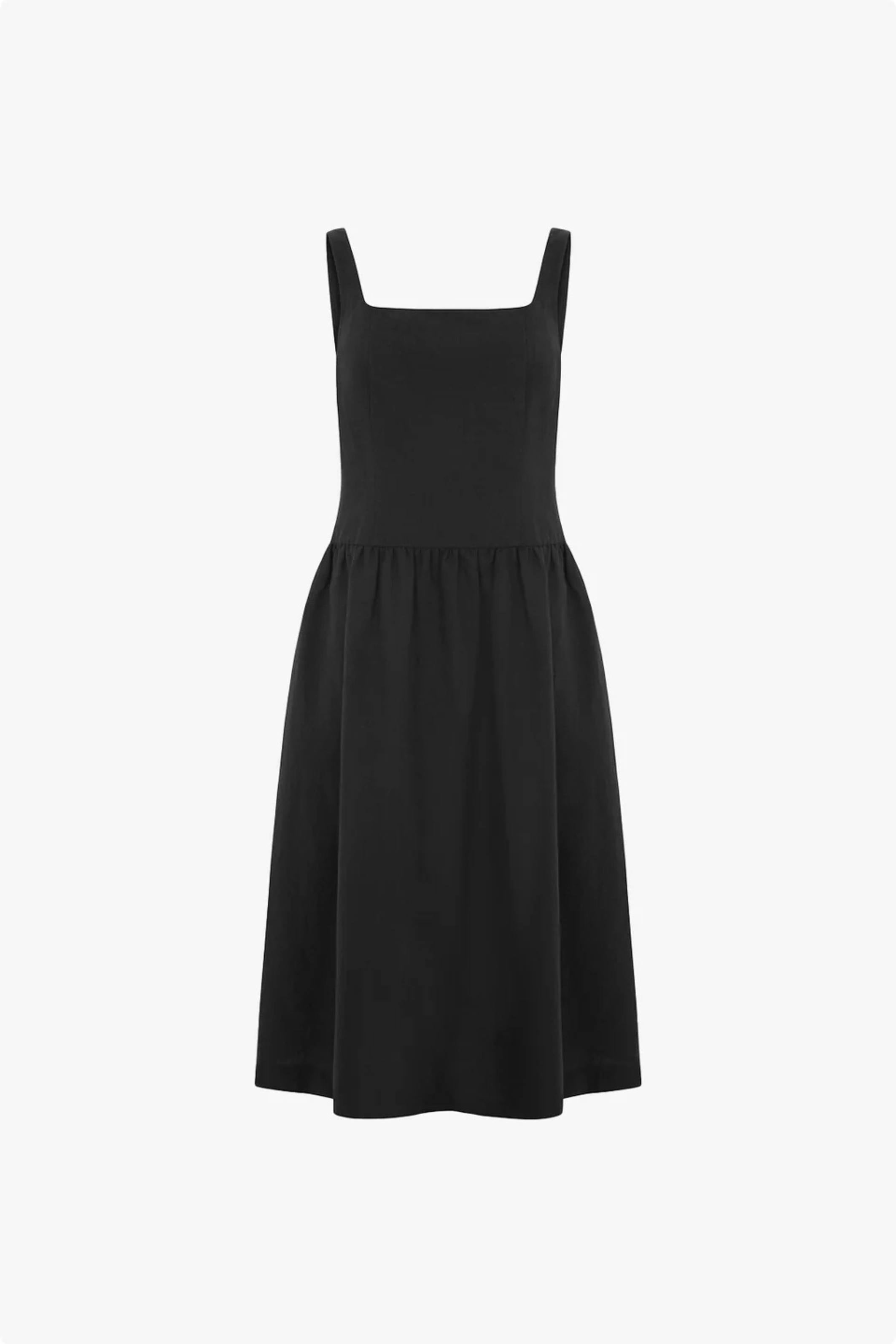 Rosia black Drop Waist Linen Dress
