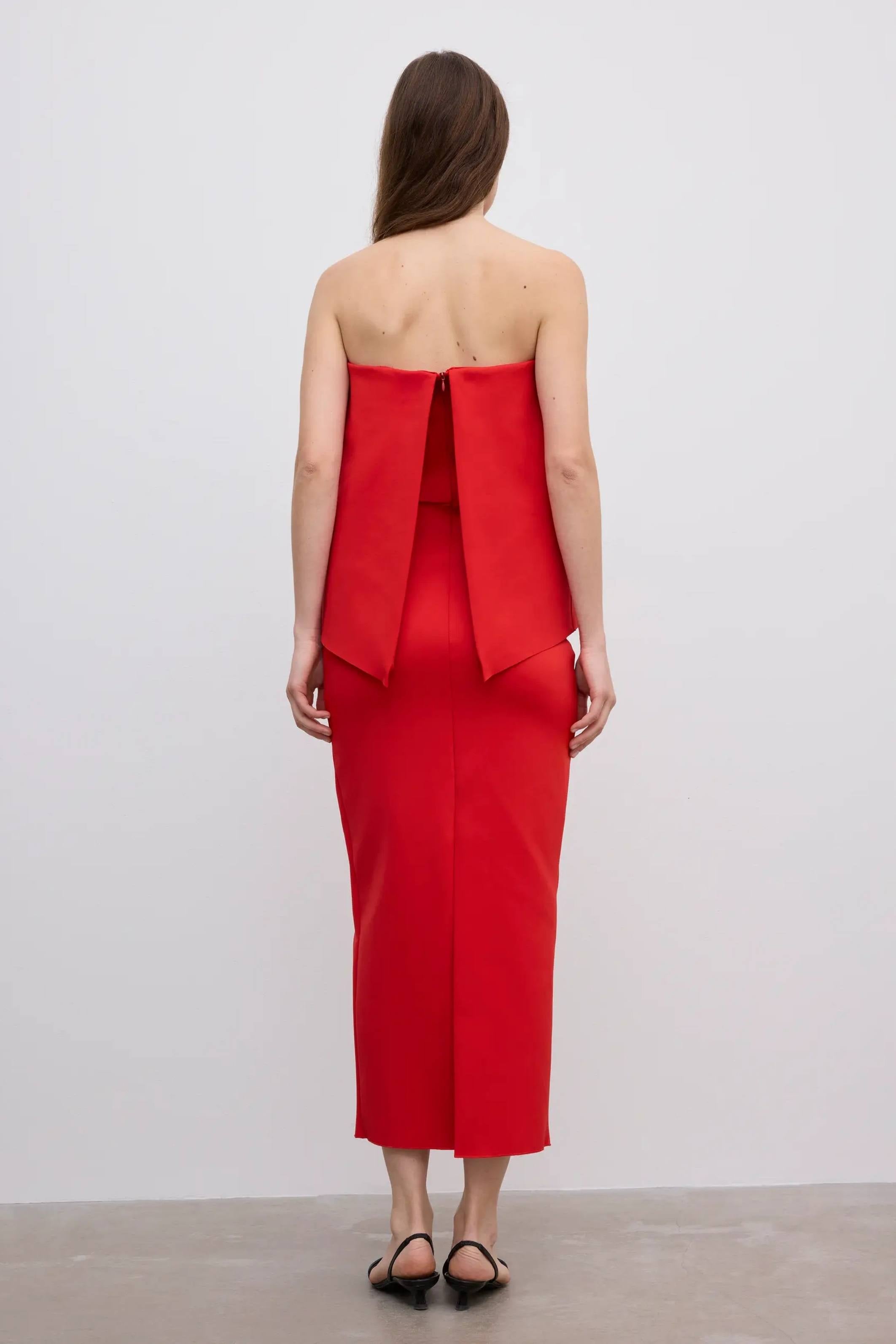 Rouched Tube dress in red - Bessette