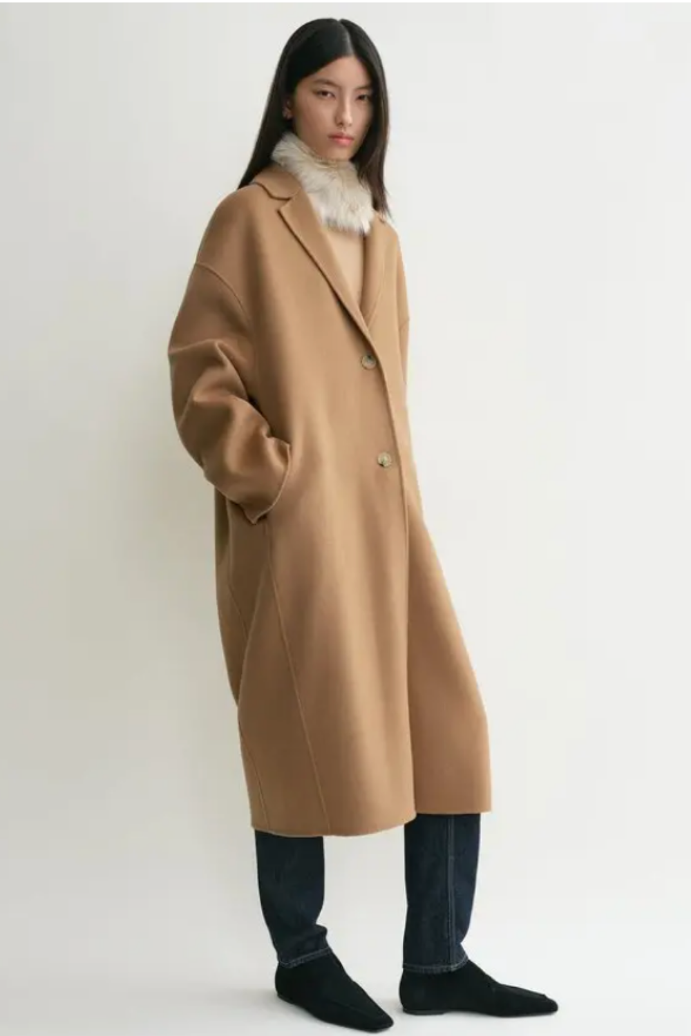 Double Cocoon Coat Camel
