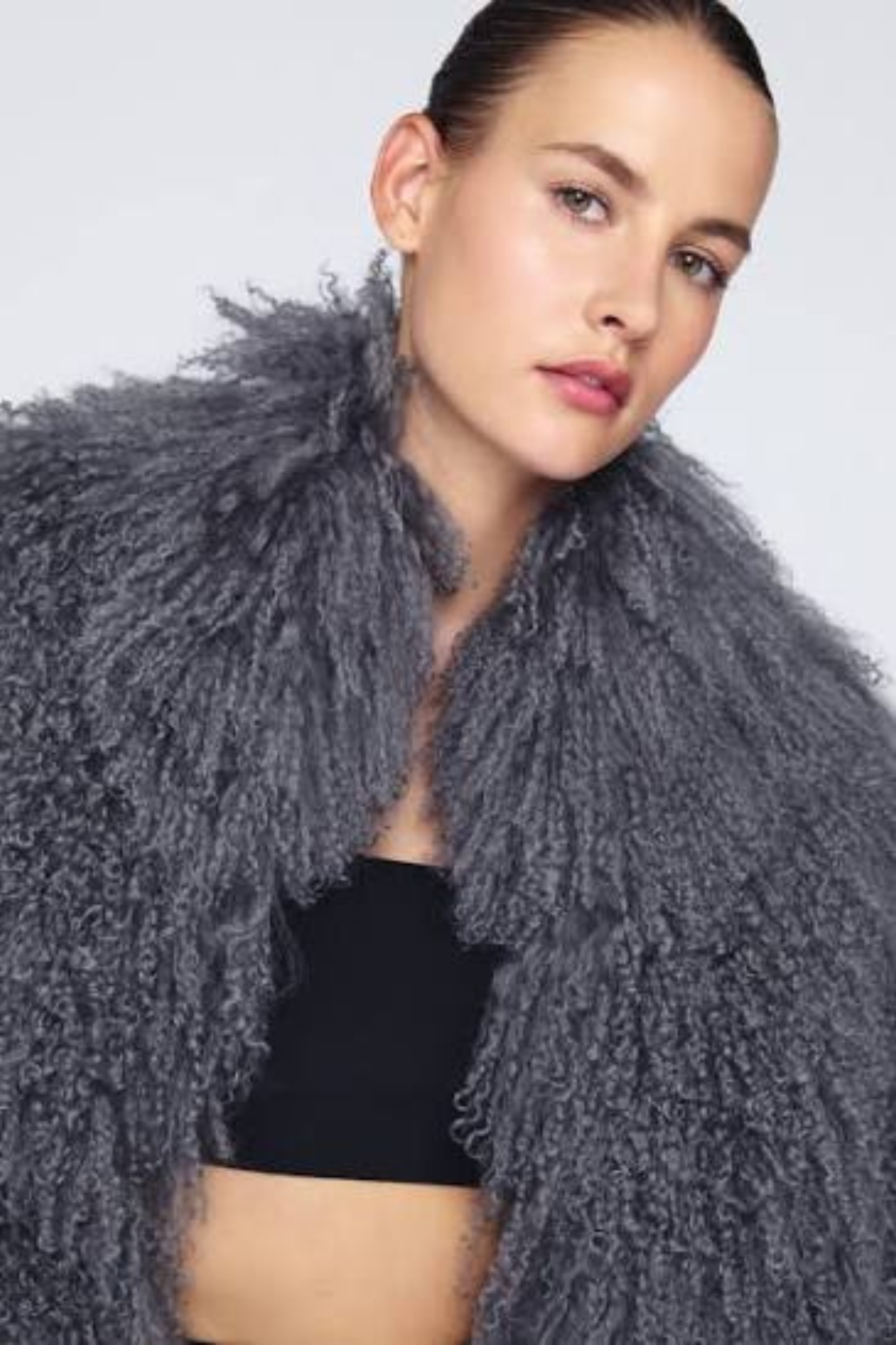 Rochelle Shearling Jacket Charcoal Grey