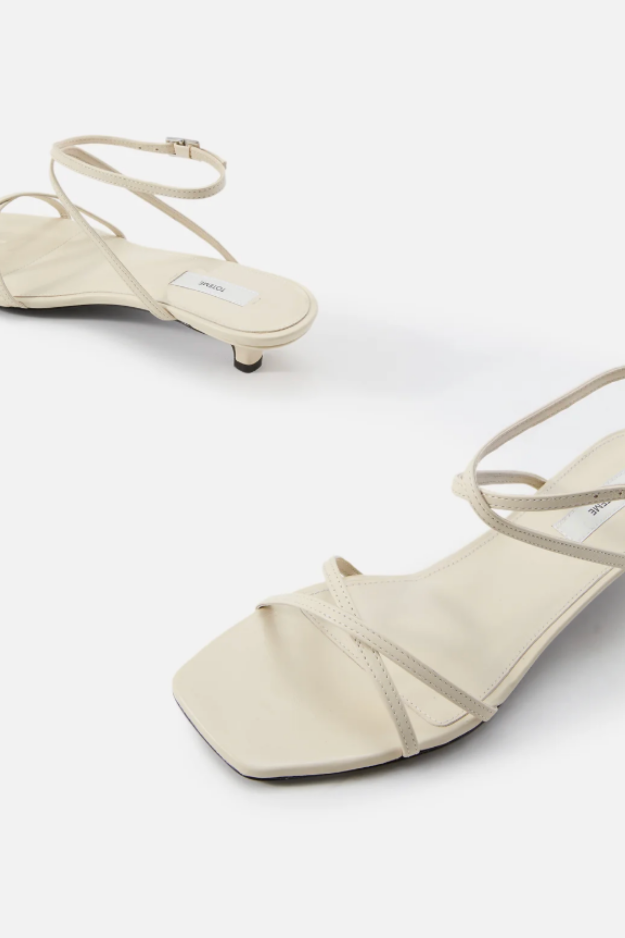 Leather Crossover Sandals Off-White