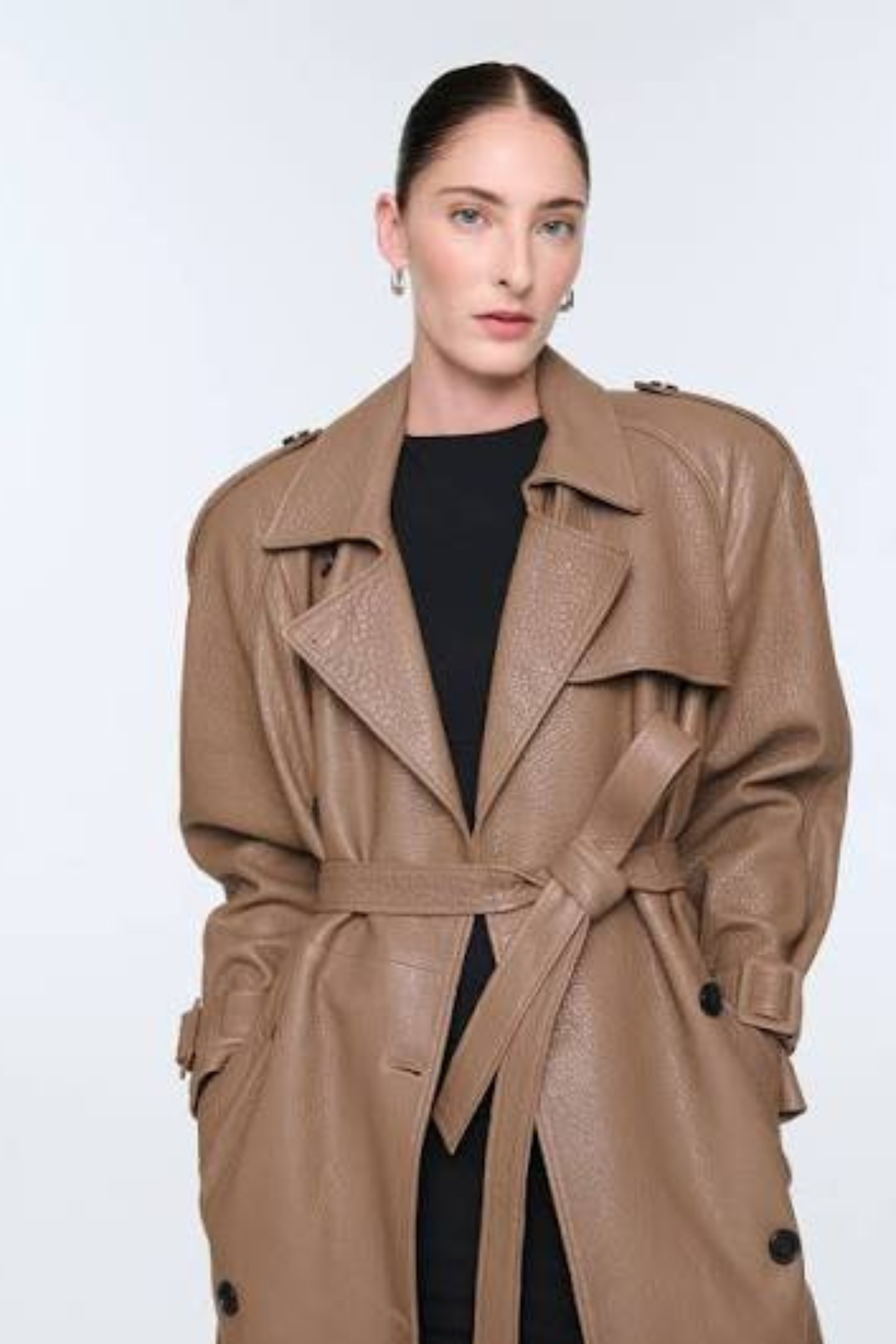 Everly Leather Trench Nutmeg