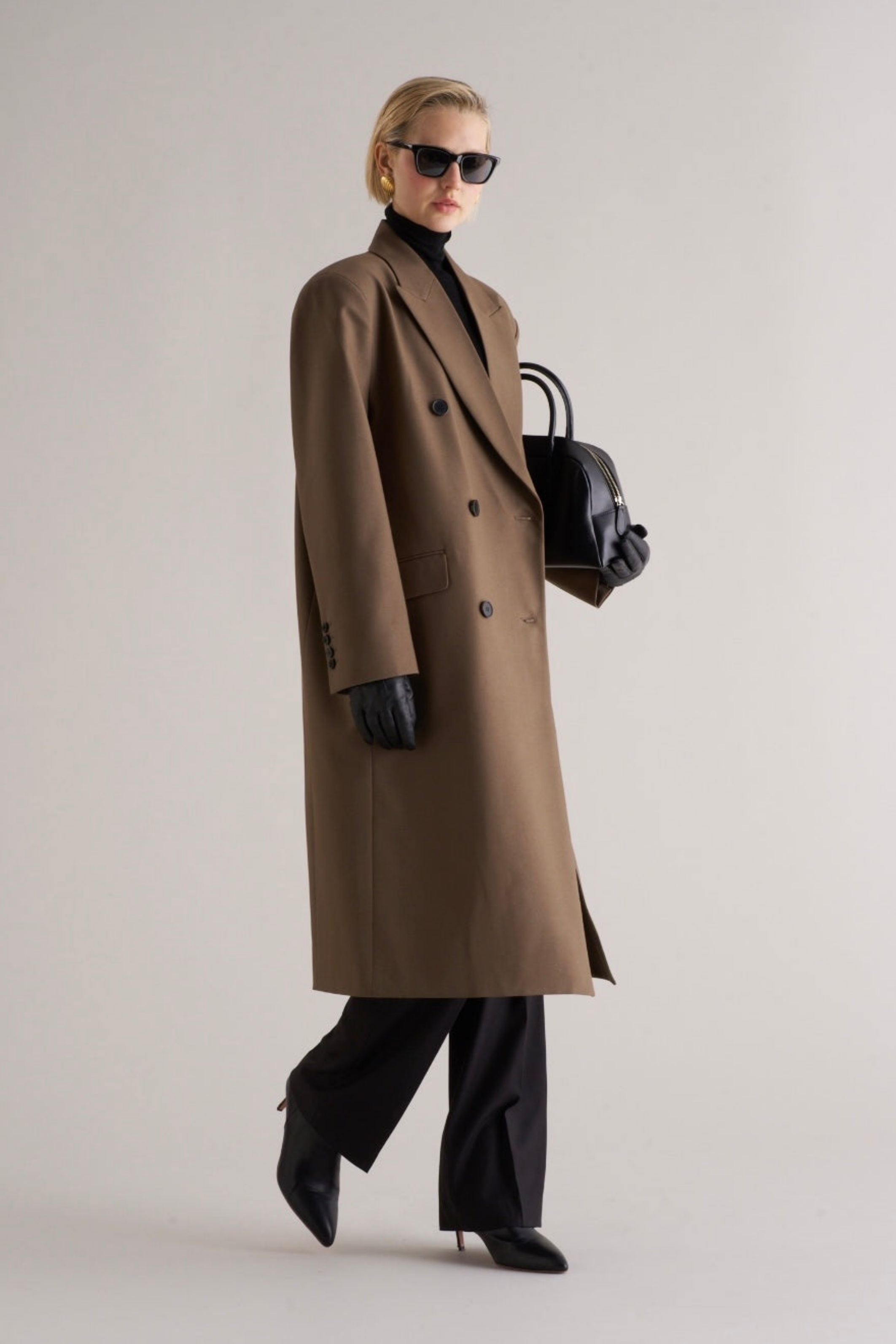 Marcela Long Wool Blend Overcoat Brown - Bessette