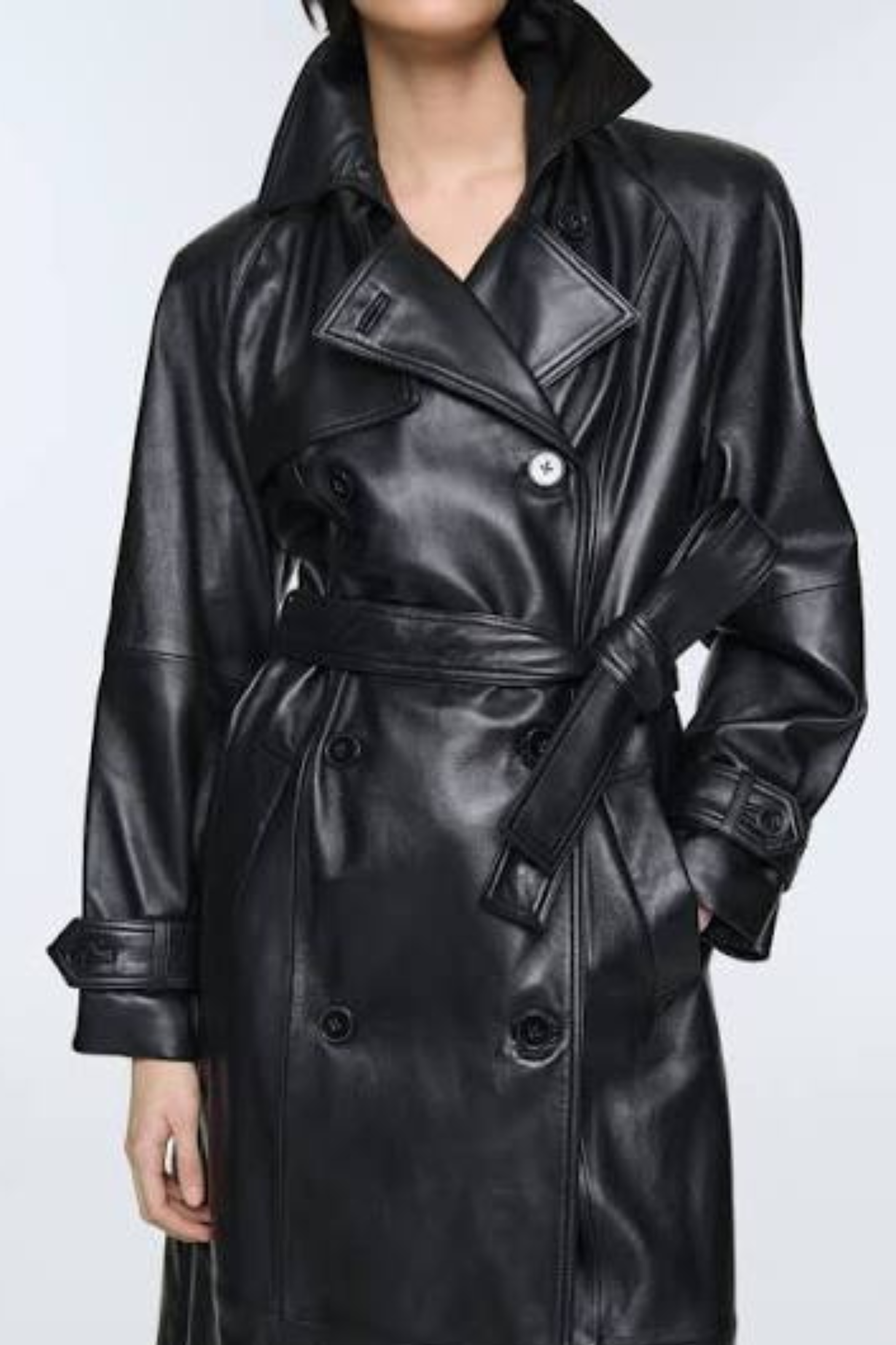 Corrin Leather Trench Black