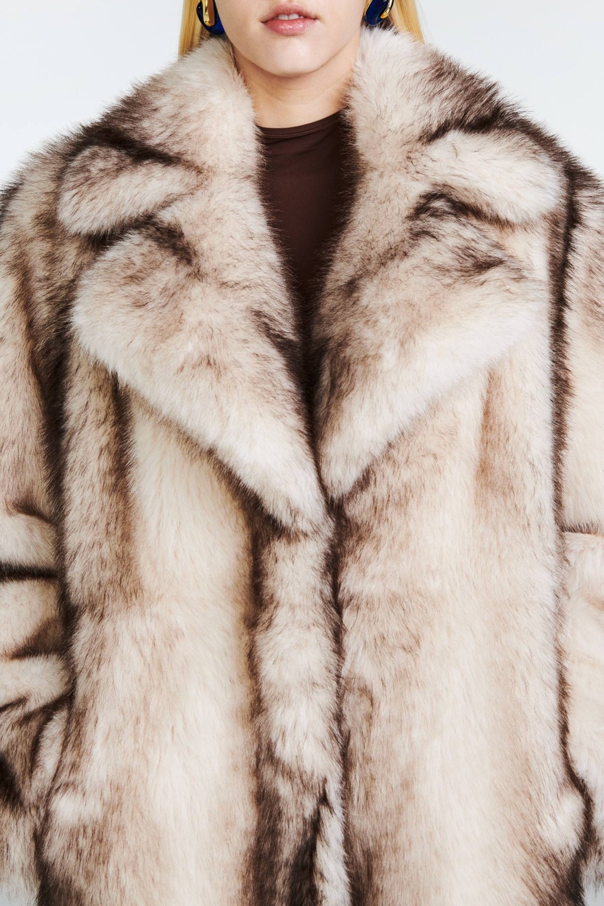 Celia fur jacket Taupe Striped