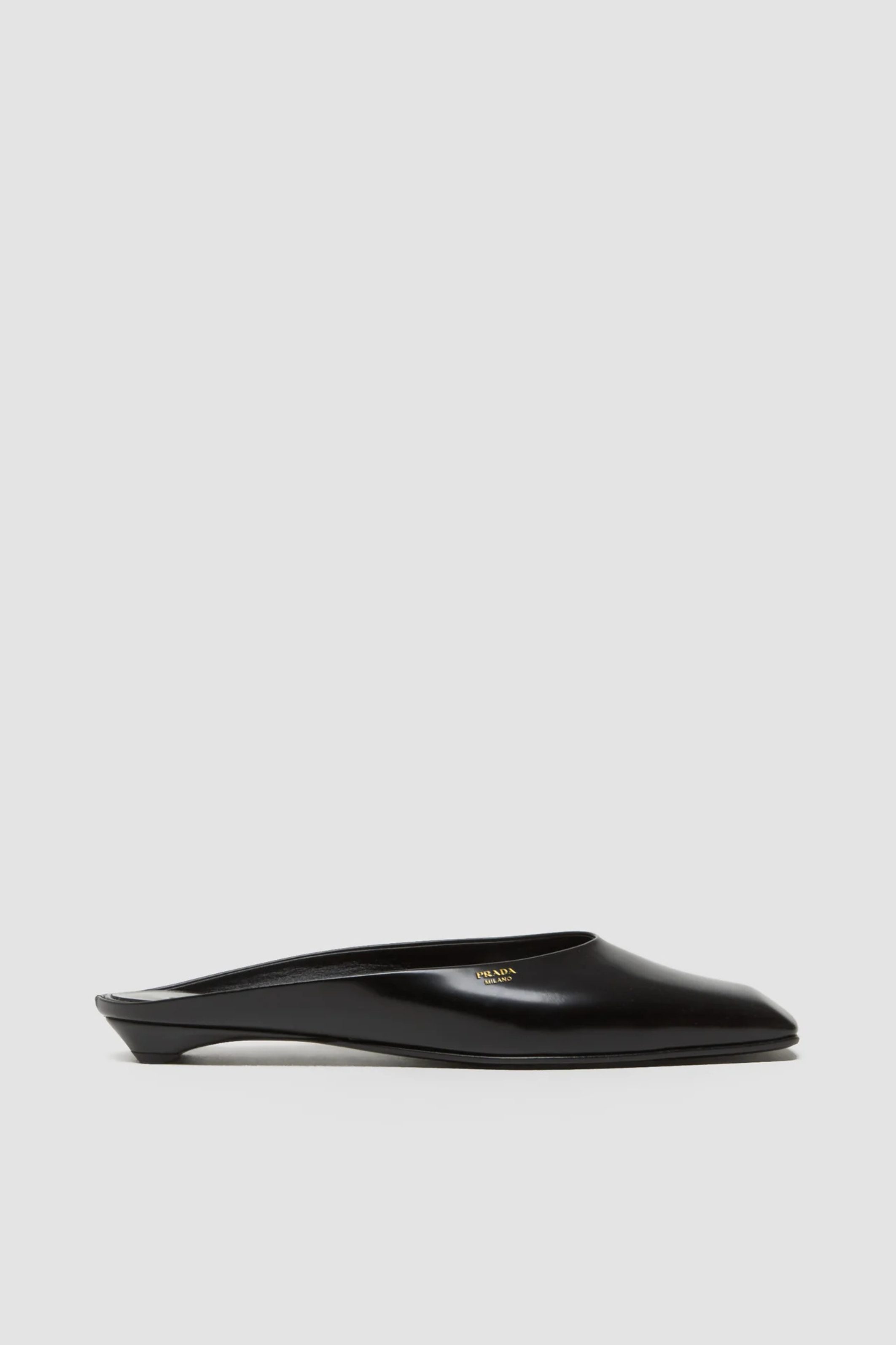 Black Leather Mule-Prada-Bessette